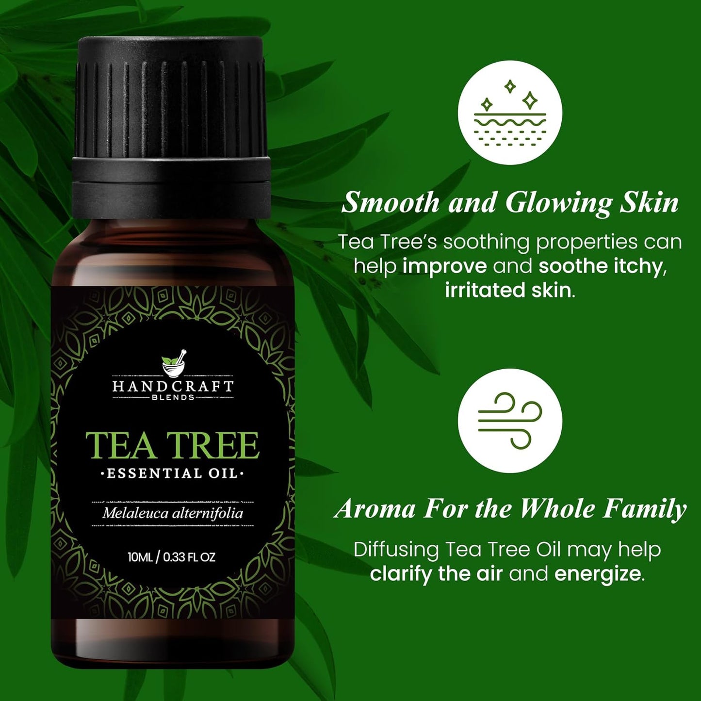 Handcraft Blends Tea Tree Essential Oil – 0.33 Fl Oz – 100% Pure and Natural – Premium Grade Essential Oil for Diffuser and Aromatherapy, Skin, Massage, Candle and Soap Making Fragrance