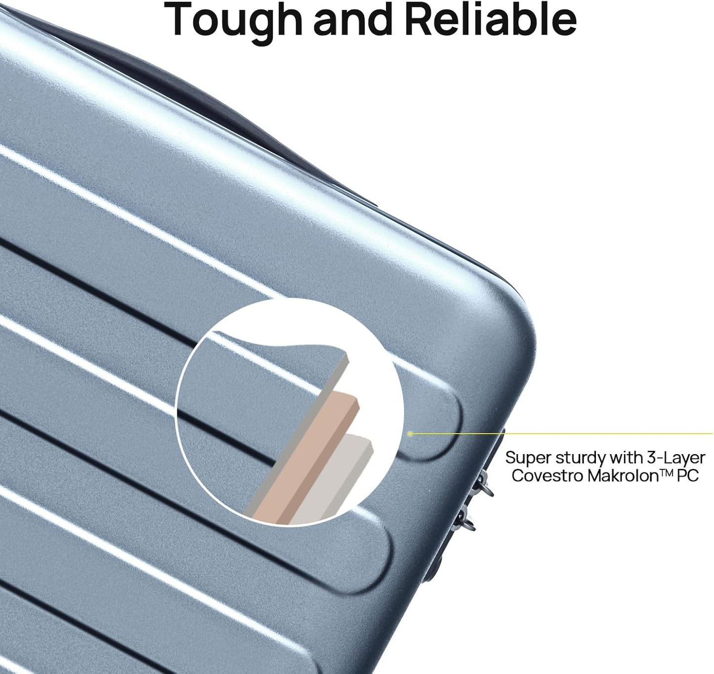 NINETYGO Carry On Luggage 22x14x9 Airline Approved, 20 Inch Luggage with Smooth Spinner Wheels, Lightweight, Hard Shell PC Suitcase Carry-On, Travel Luggage, TSA Approved (Shadow, Rhine Basic)