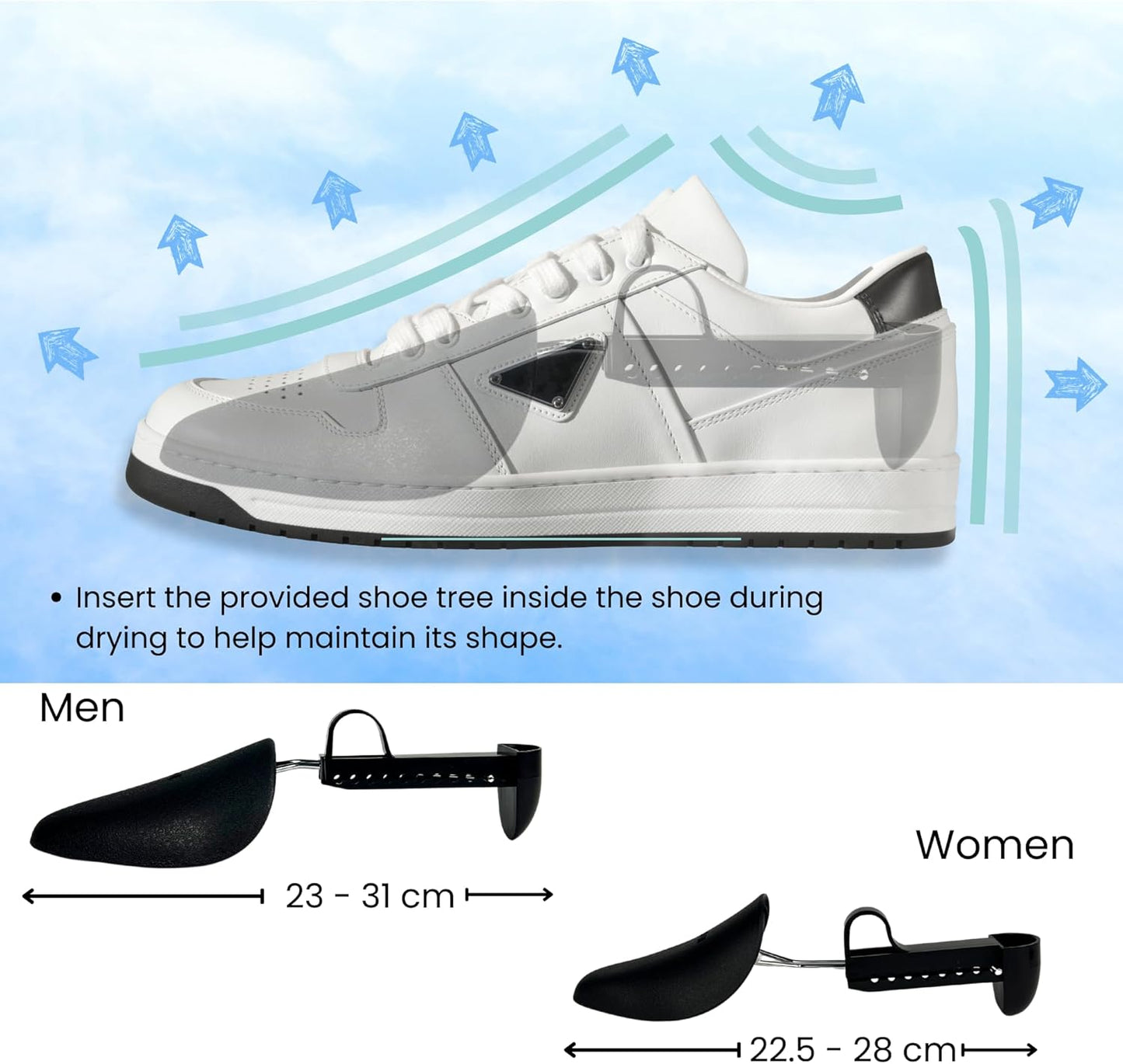 Shoe washing machine bag (2 Pcs, white color) + 2 pairs adjustable shoe tree (help keep maintain shoe structure) | laundry bags | Premium quality material | Reusable | Large size