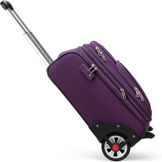 Laduga Softside Expandable Luggage with Large Wheels Carry-On Luggage Suicase (Purple, 21-Inch)