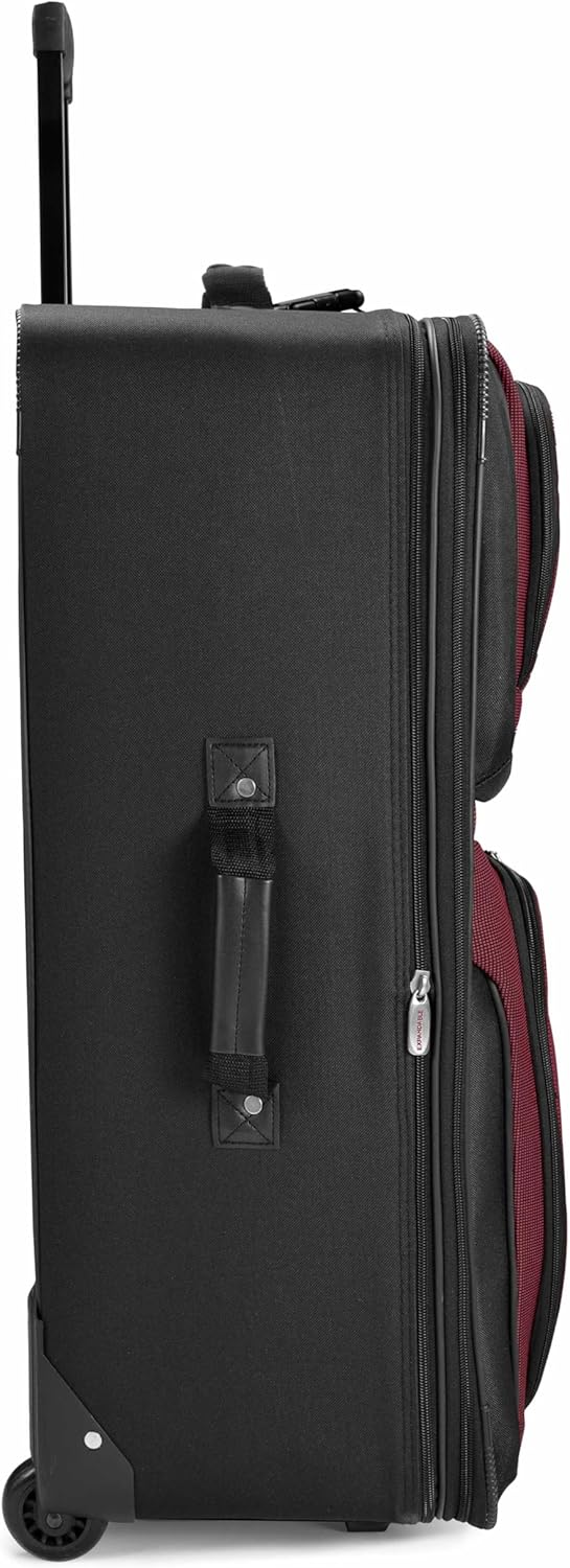 Travel Select Amsterdam Softside Expandable Rolling Luggage, Lightweight 2-Wheel Check-In Suitcase with Push-Button Handle, Burgundy, 29" Large