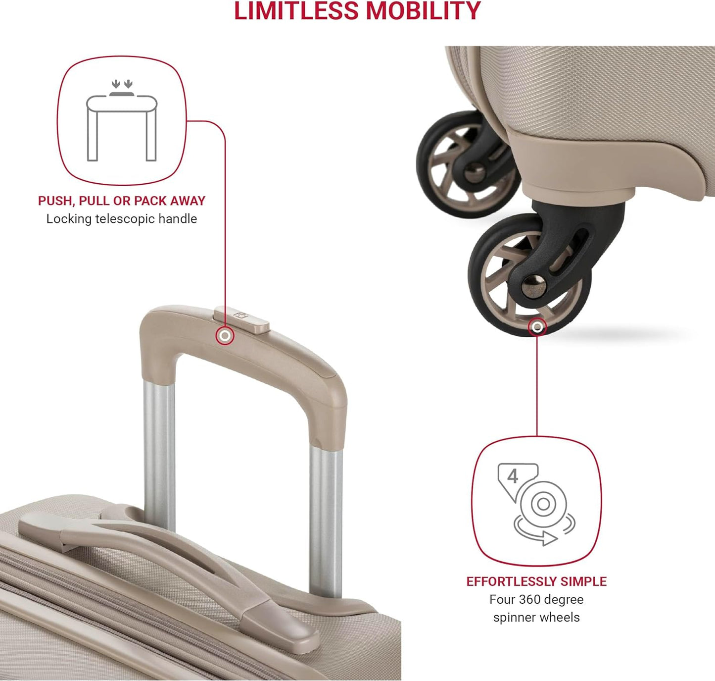 SwissGear 7366 Signature Hardside Expandable Luggage with Spinner Wheels, TSA Lock, Cup-Holder, Sand, Carry-On 19-Inch