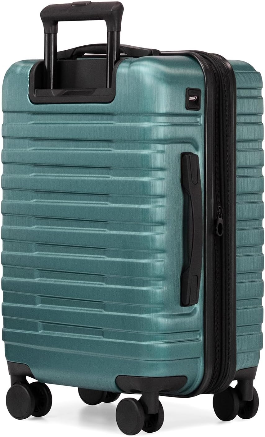 U.S. Traveler Boren Polycarbonate Hardside Rugged Travel Suitcase Luggage with 8 Spinner Wheels, Aluminum Handle, Teal, Carry-on 22-Inch, USB Port