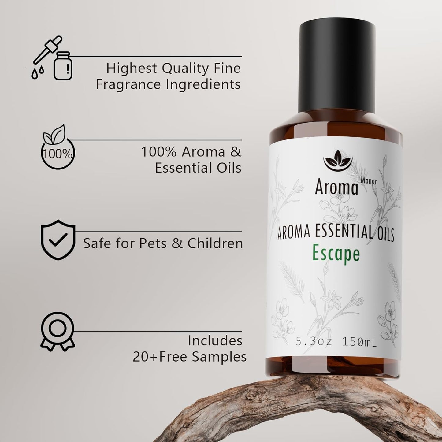 Fragrance Oil - Escape Essential Oil Blend - Luxury Hotel Inspired Home Aromatherapy Diffuser Oil - Orange Blossom, Vanilla, Jasmine, Cedar - for Diffuser, Humidifier, Ultrasonic, Reed - 150ML