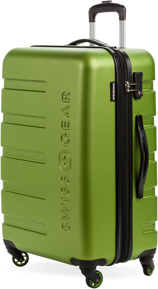 SwissGear 7366 Signature Hardside Expandable Luggage with Spinner Wheels, TSA Lock, Green, Checked-Medium 23-Inch