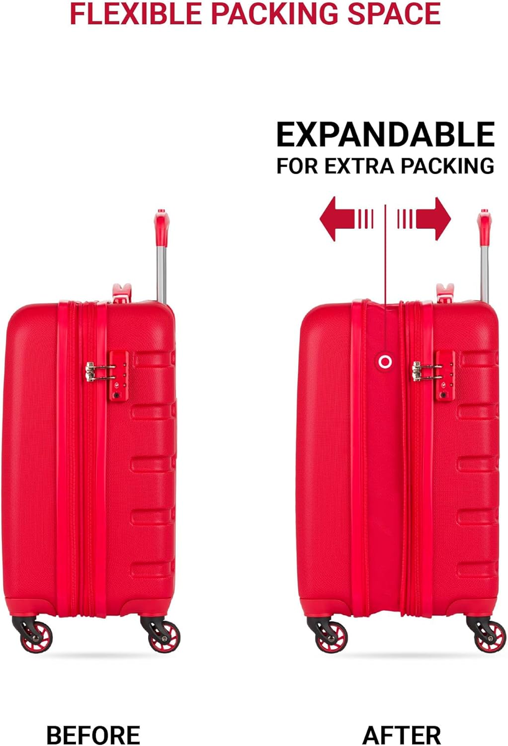 SwissGear 7366 Signature Hardside Expandable Luggage with Spinner Wheels, TSA Lock, Cup-Holder, Red, Carry-On 19-Inch
