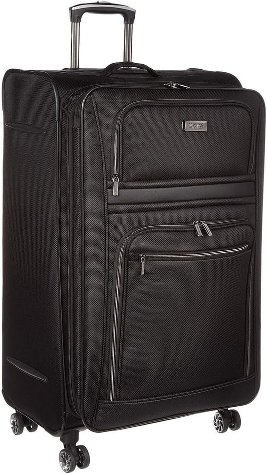 Kenneth Cole REACTION Rugged Roamer Lightweight Softside Expandable 8-Wheel Spinner Luggage, Black, 28-Inch Checked