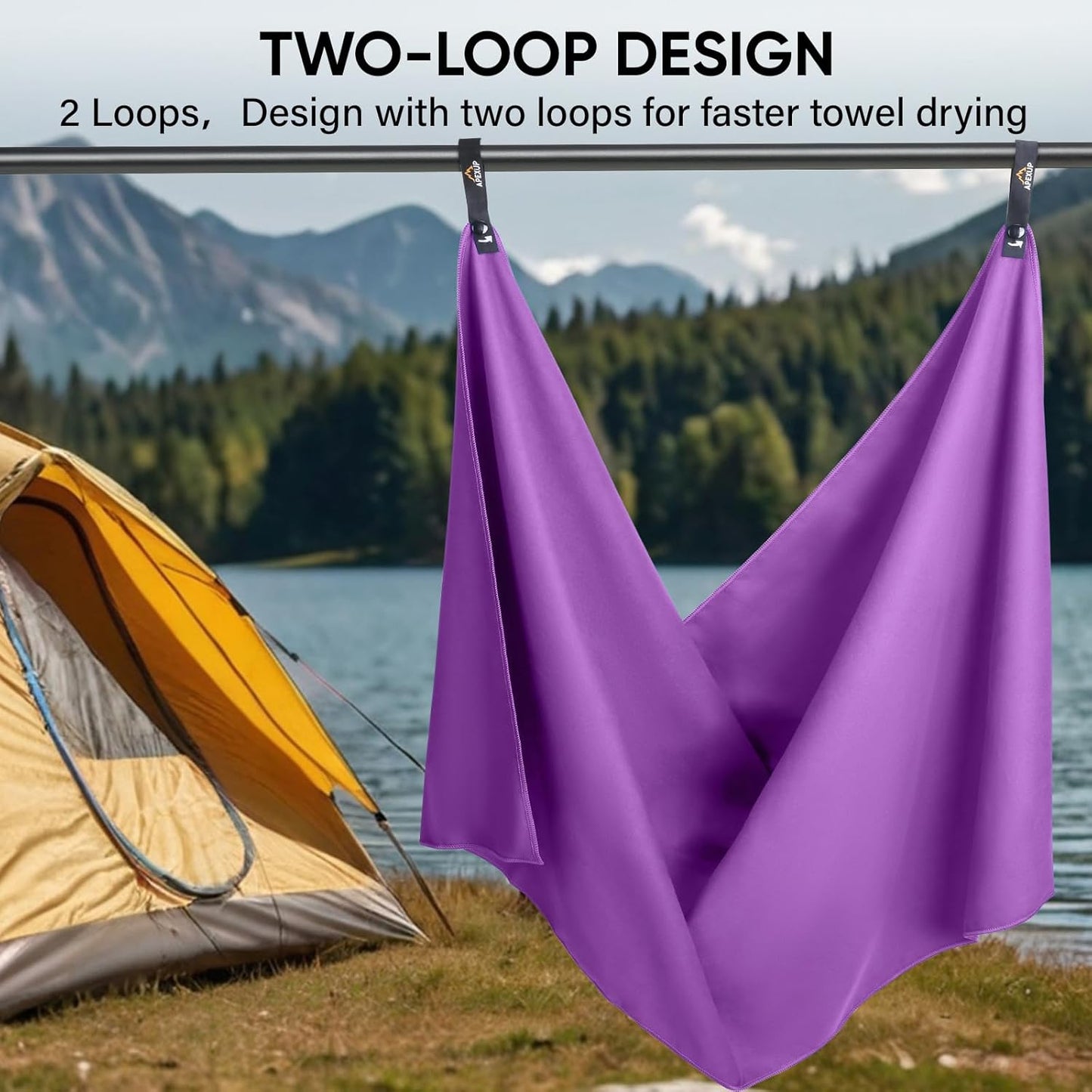 APEXUP Microfiber Travel Towel, Ultra Absorbent Quick Dry Towels, Lightweight Gym Sports Camping Towel for Workout, Yoga, Beach, Shower, Swimming (60"×30", Purple)