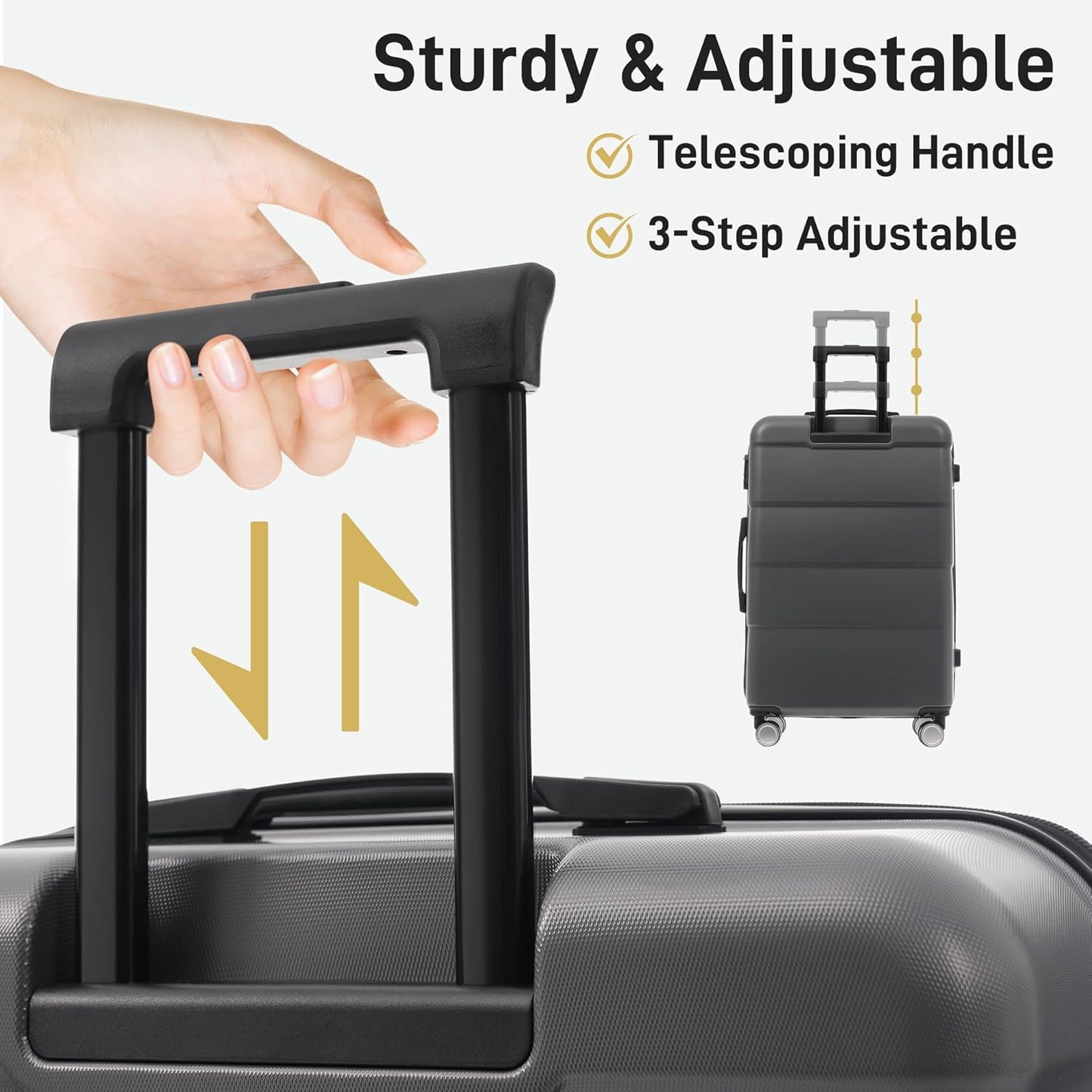 Merax Luggage Sets 3 Piece, Suitcases with Spinner Wheels, Lightweight Travel Luggage with Lock, ABS Hardshell Suitcase Set 20/24/28 IN,Charcoal