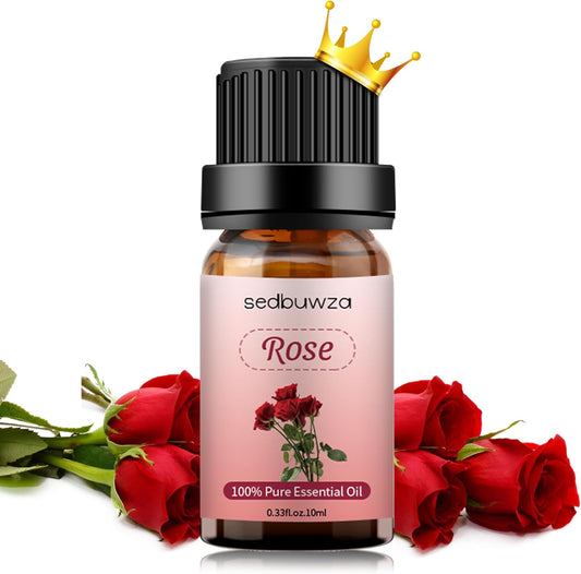 Sedbuwza Rose Essential Oil, 100% Pure Organic Rose Fragrance Oil for Diffuser, Humidifier, Soap, Candle, Perfume - 10ml