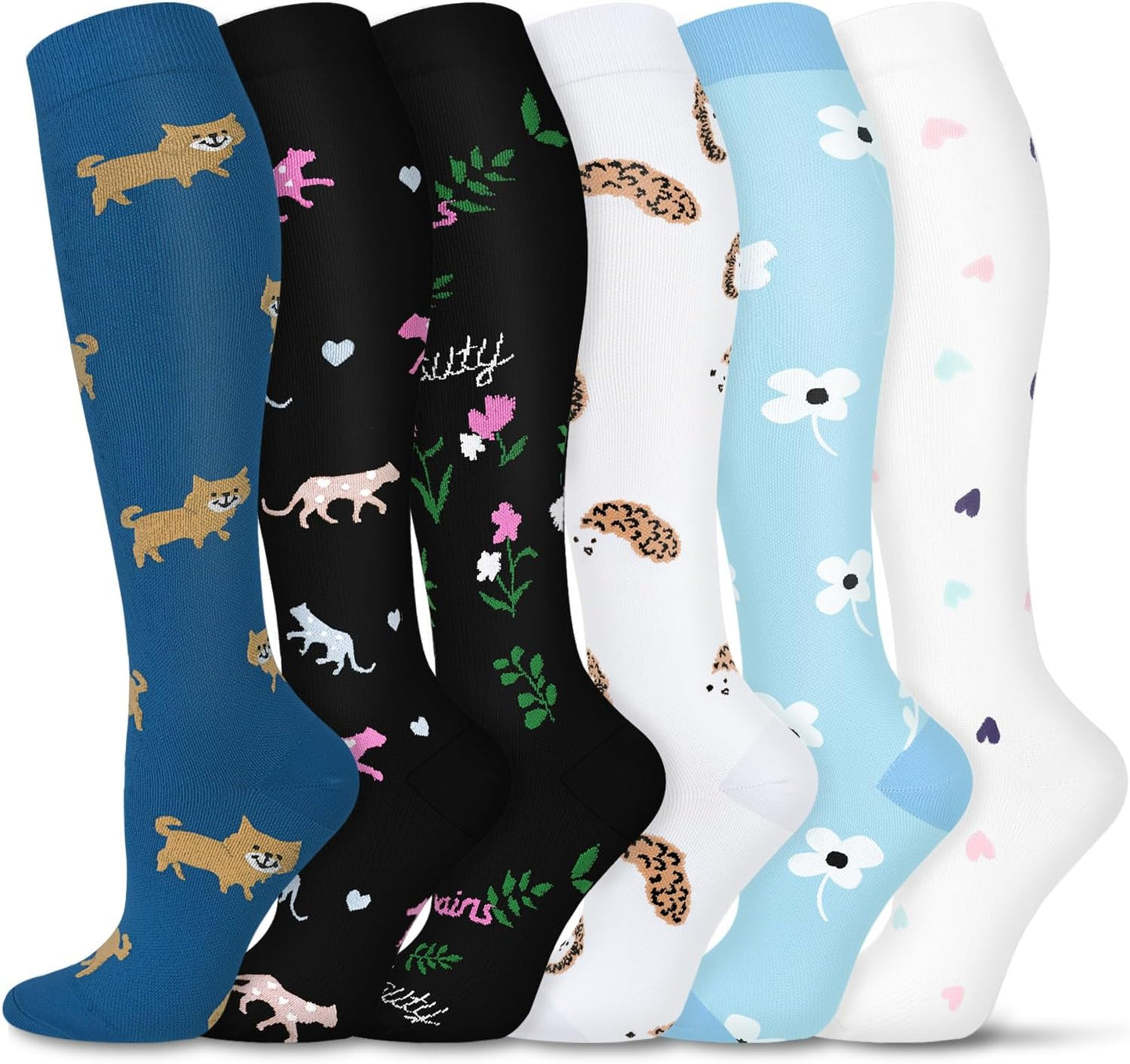 Graduated Compression Socks for Women&Men 20-30mmhg Knee High Socks Travel Hiking Running Stocking