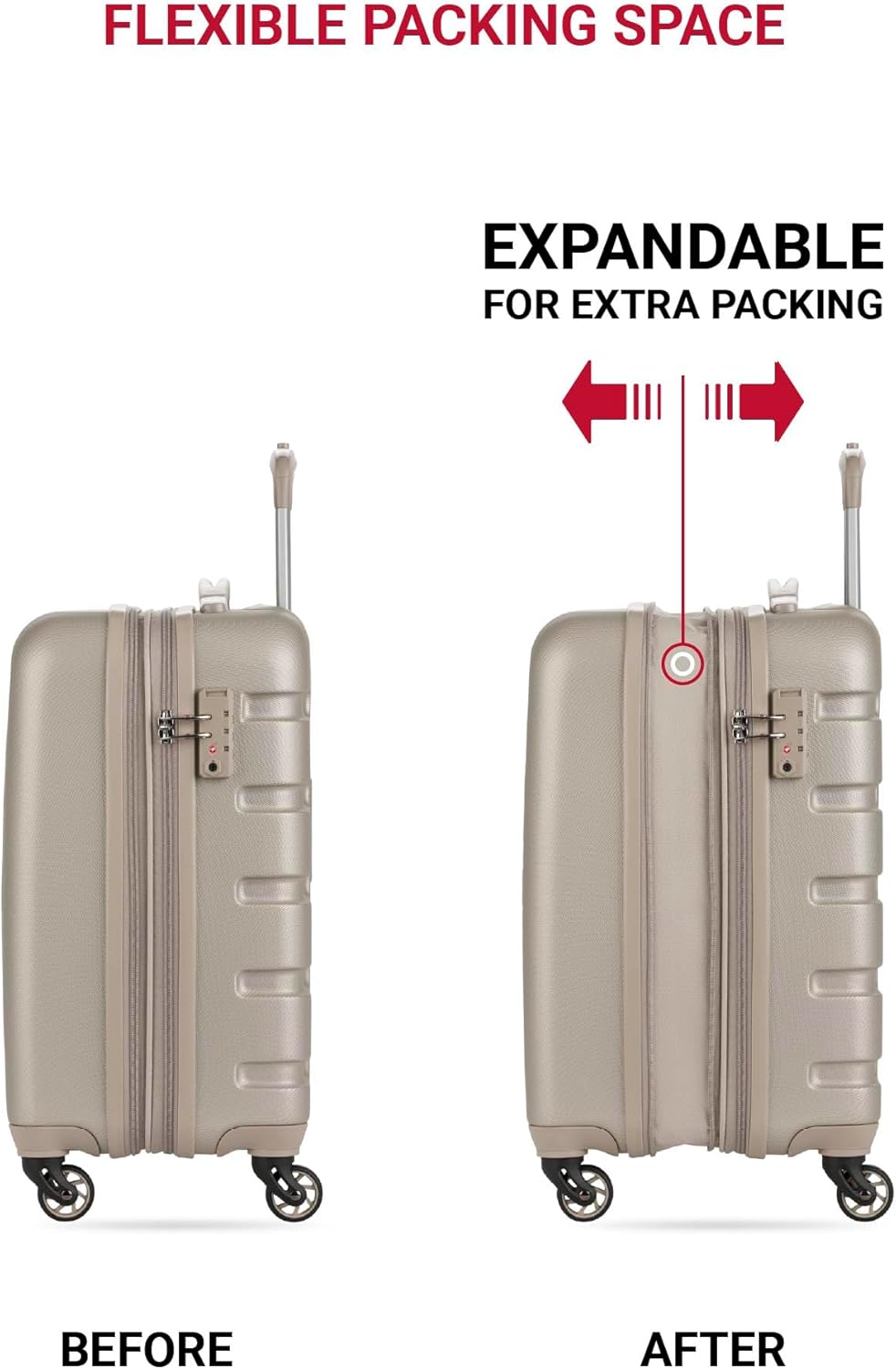 SwissGear 7366 Signature Hardside Expandable Luggage with Spinner Wheels, TSA Lock, Cup-Holder, Sand, 2-Piece Set (19/27)