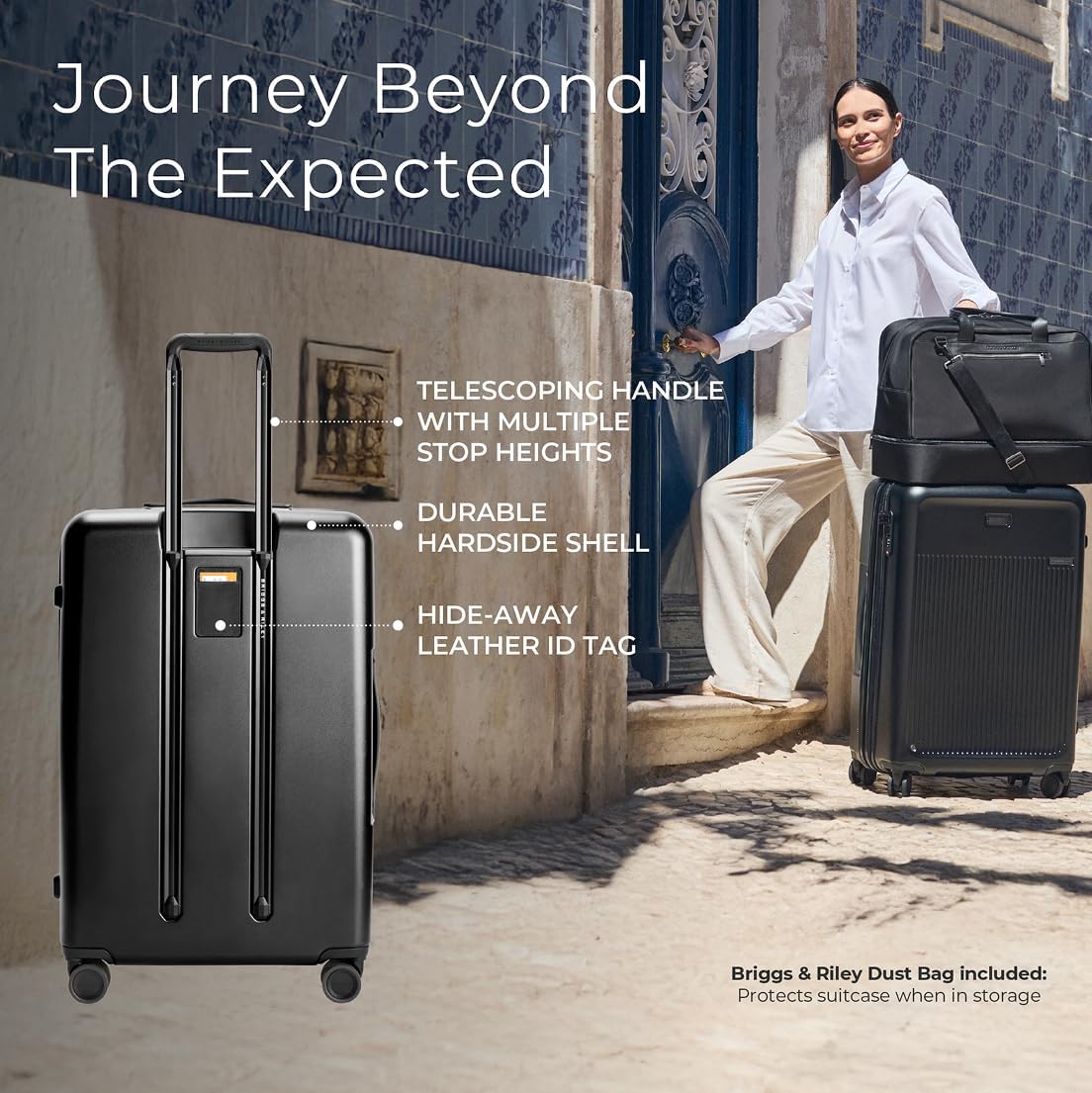 Briggs & Riley 30" Large Expandable Spinner - Checked Luggage for Travel, Suitcases with Wheels, Hardside Rolling Bag for Men & Women, Self-Repairing Zipper - Sympatico Collection, Black