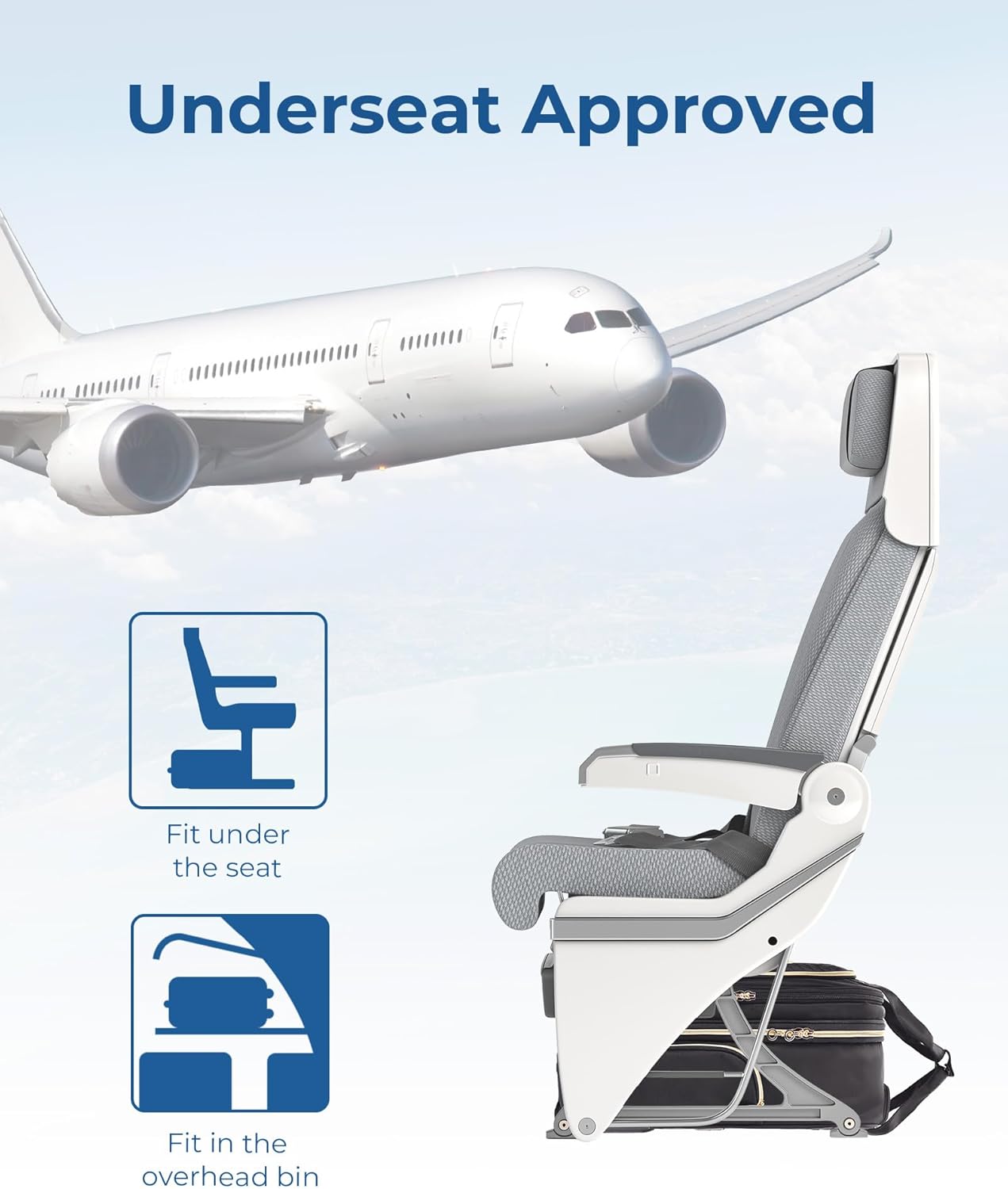 BAGSMART Underseat Carry On Luggage Airline approved,16-inch Small Underseater Softside Travel Suitcase with Wheels Lightweight Overnight Rolling Carry-on Luggage for Women Men Weekender,Black