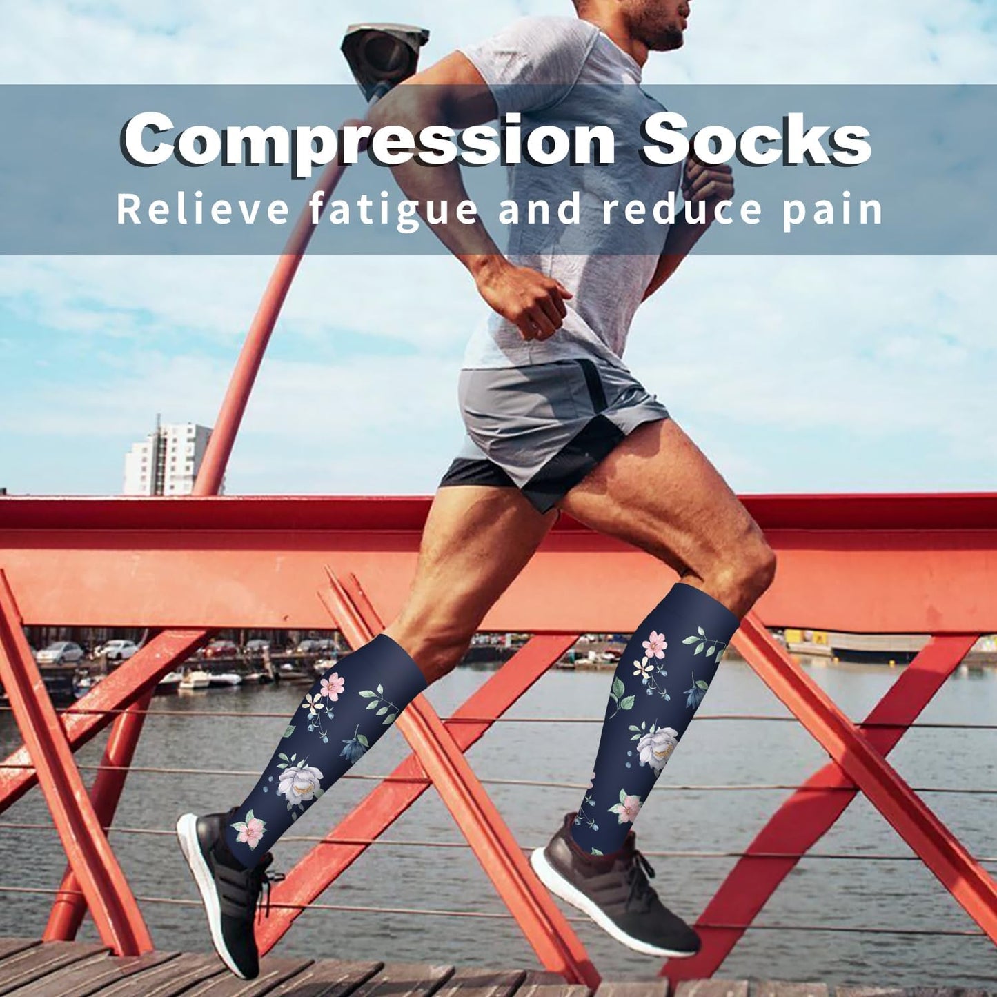Bluemaple Compression Socks for Women & Men Circulation (6 Pairs) 15-20 mmHg is Best Support for Athletic Running Cycling