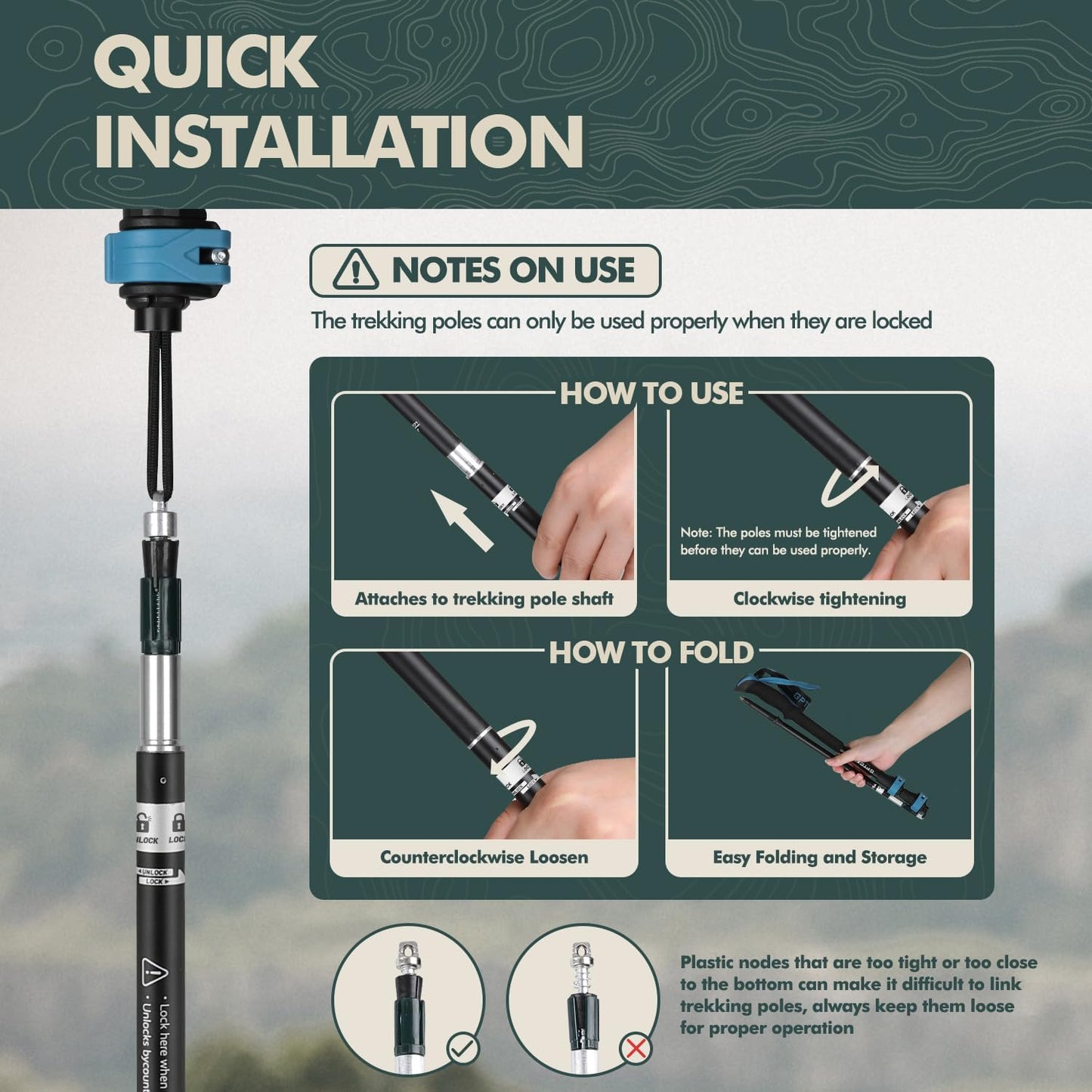 GPTCAMP Hiking Stick,1PC Trekking Pole Collapsible Hiking Pole,Lightweight Folding Adjustable Travel Walking Stick with EVA Foam Grip for Men Women,Blue