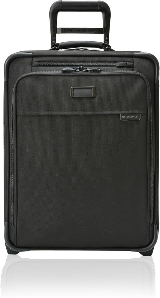 Briggs & Riley Global 2-Wheel Expandable Carry On - Luggage for International Travel, Suitcases with Wheels, Softside Rolling Bag for Men & Women, Self-Repairing Zipper - Baseline Collection, Black