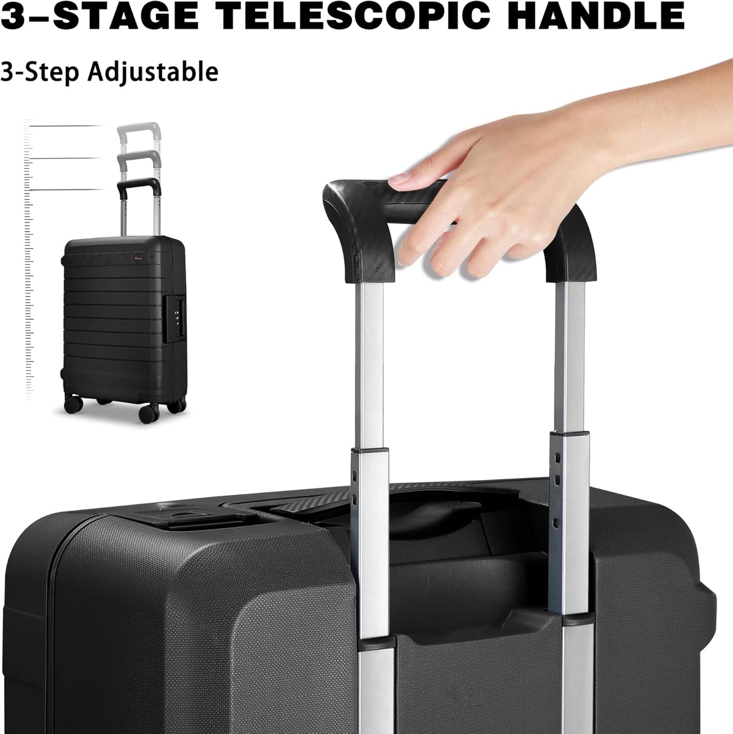 28 Inch Luggage with Spinner Wheels, Hardside Zipperless Large Checked Luggage with TSA Lock, Durable Rolling Suitcase, Black