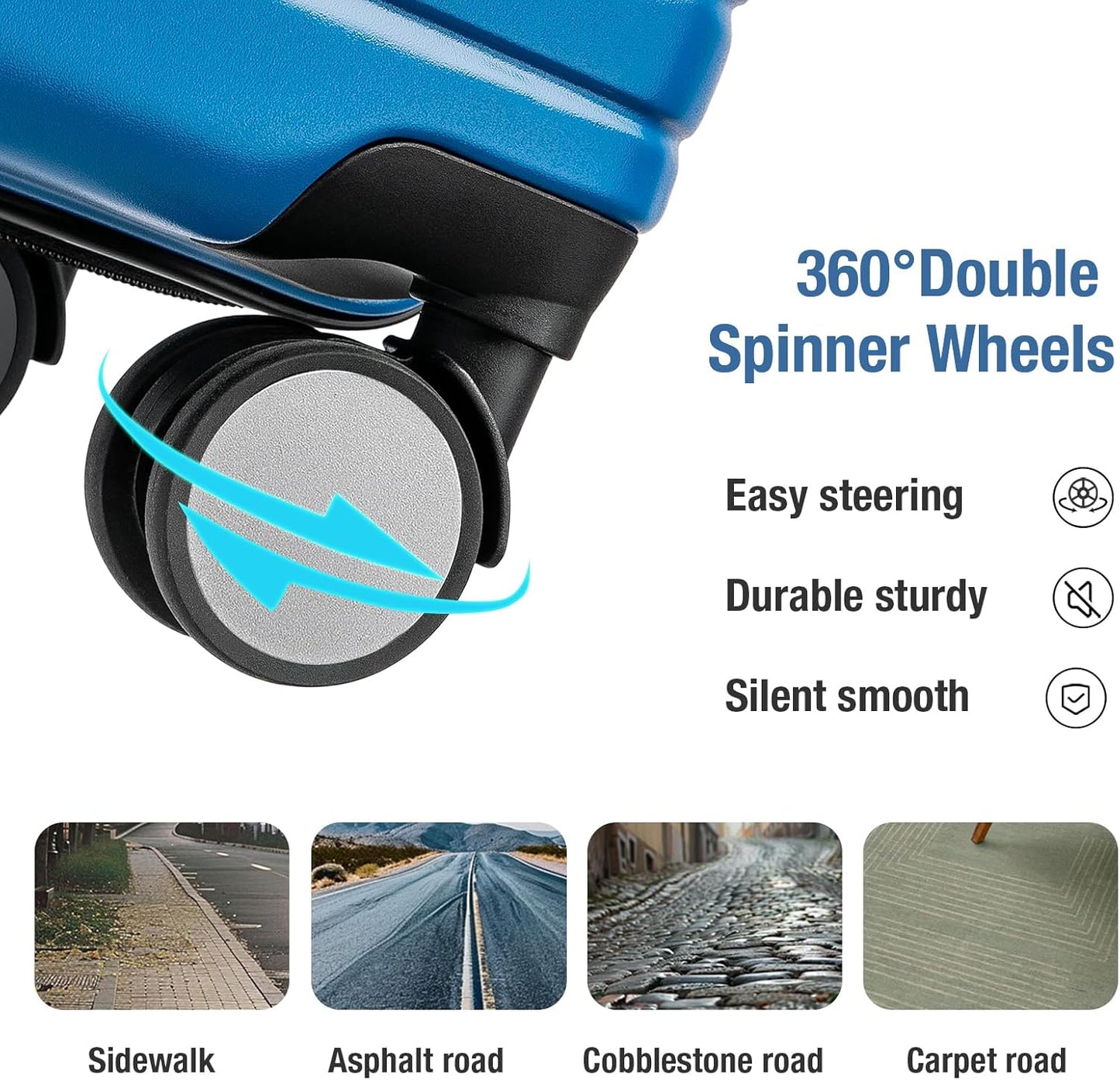 KYME Carry On Luggage 22x14x9 Airline Approved with TSA Lock Hard Shell Carry On Suitcase Lightweight Suitcases with Wheels Small Luggage for Men Women,Carry-On 20 Inch,Lt Blue