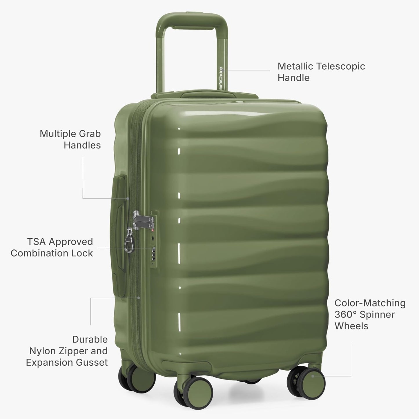 Traveler's Choice Edinburgh II Hardside Spinner Luggage with TSA Lock, Green, 29" Large