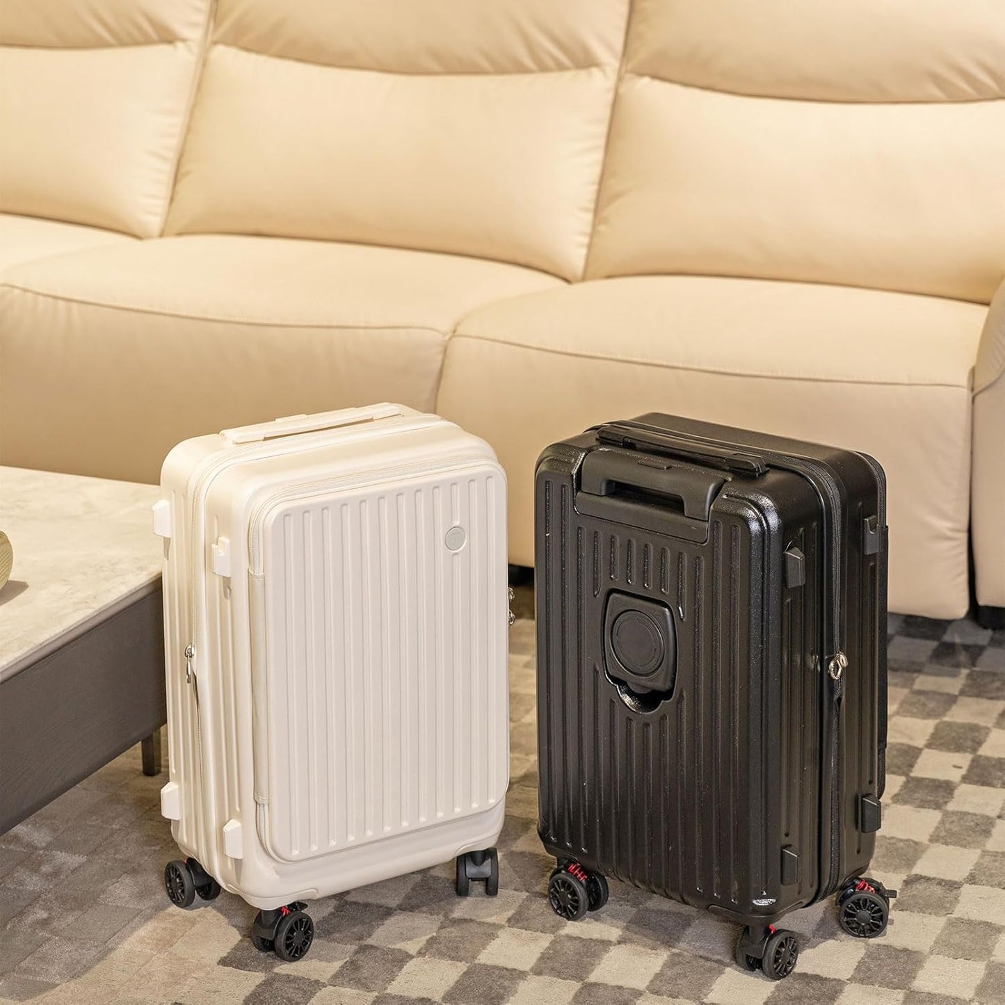 Expandable Carry On Luggage Top Opening Design Ergonomic Practical Hardshells Suitcase With 360 Degree Textured S