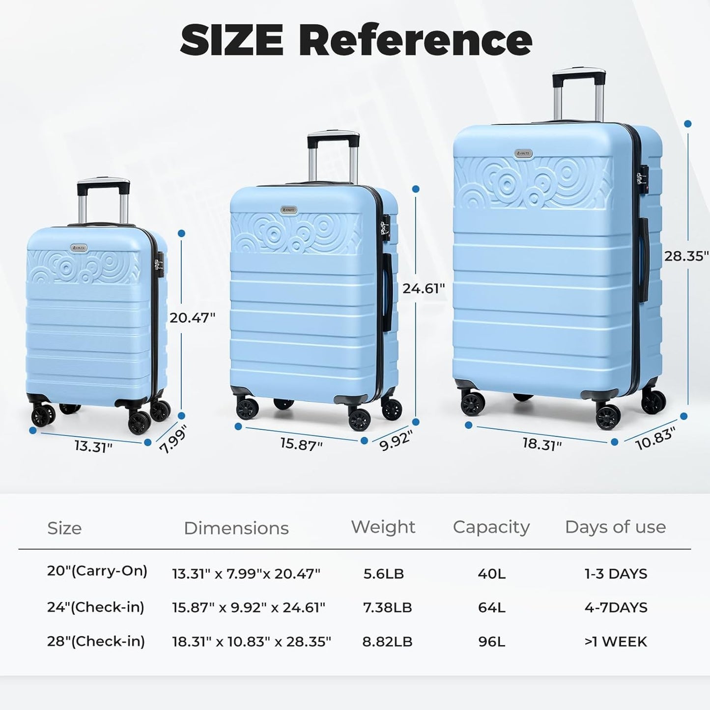 Krute Luggage 28 Inch Suitcase With Wheels Large Suitcases Lightweight Hard Shell PC ABS TSA Lock Checked Luggages