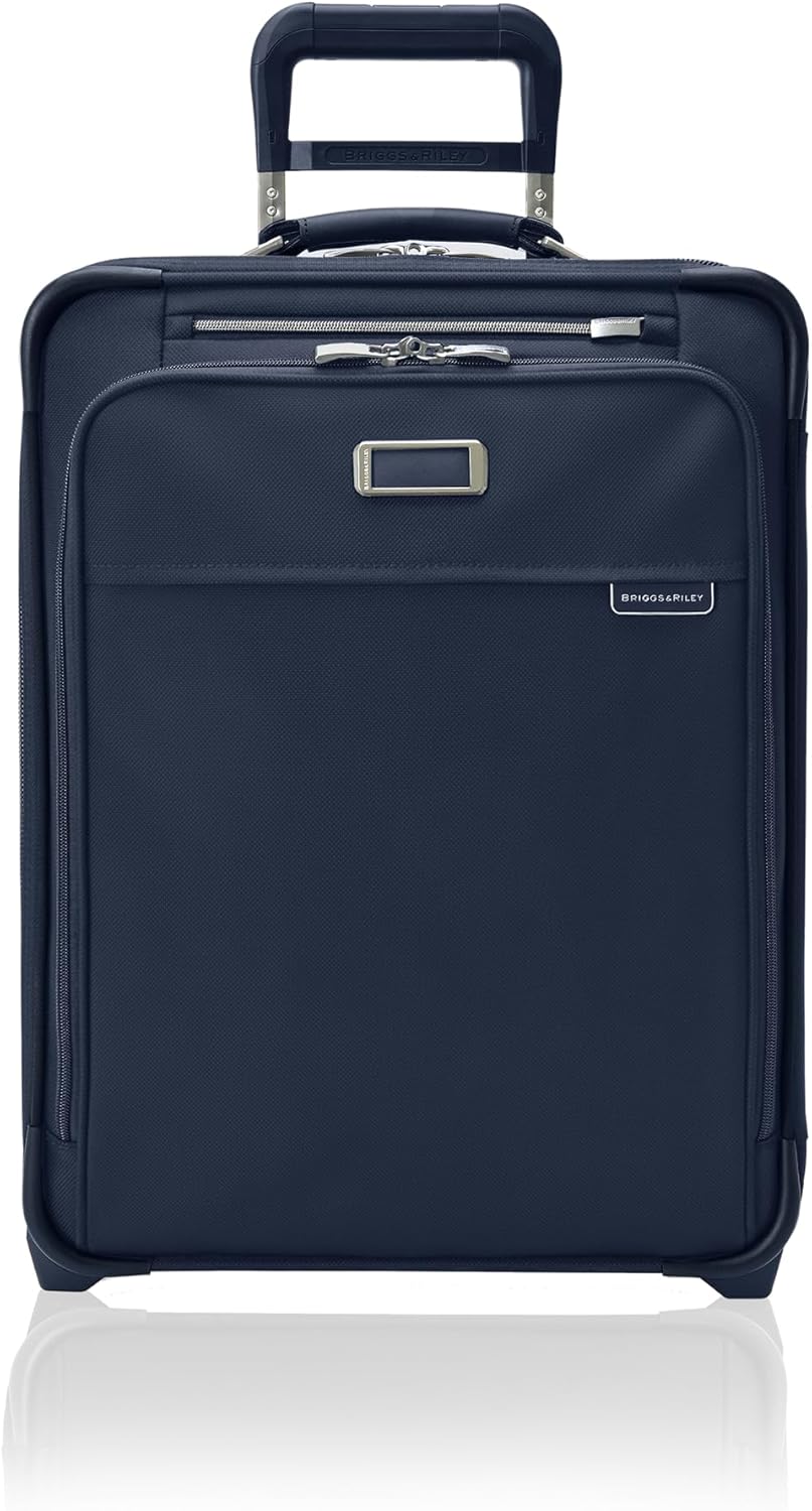 Briggs & Riley 21" Global 2-Wheel Expandable Carry On - Luggage for Travel, Suitcases with Wheels, Softside Rolling Bag for Men & Women, Self-Repairing Zipper - Baseline Collection, Navy