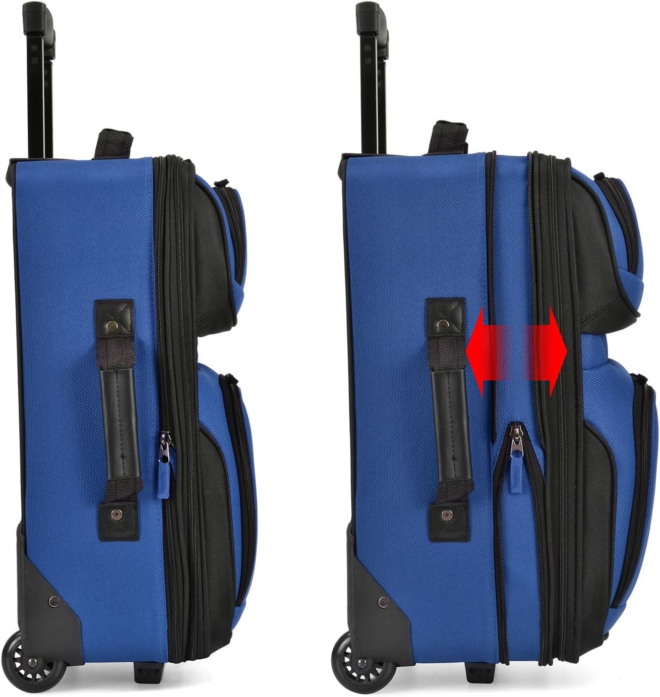 U.S. Traveler Lightweight Rolling 20" Carry On Luggage Softside Suitcase, Blue, 2-Wheel Single