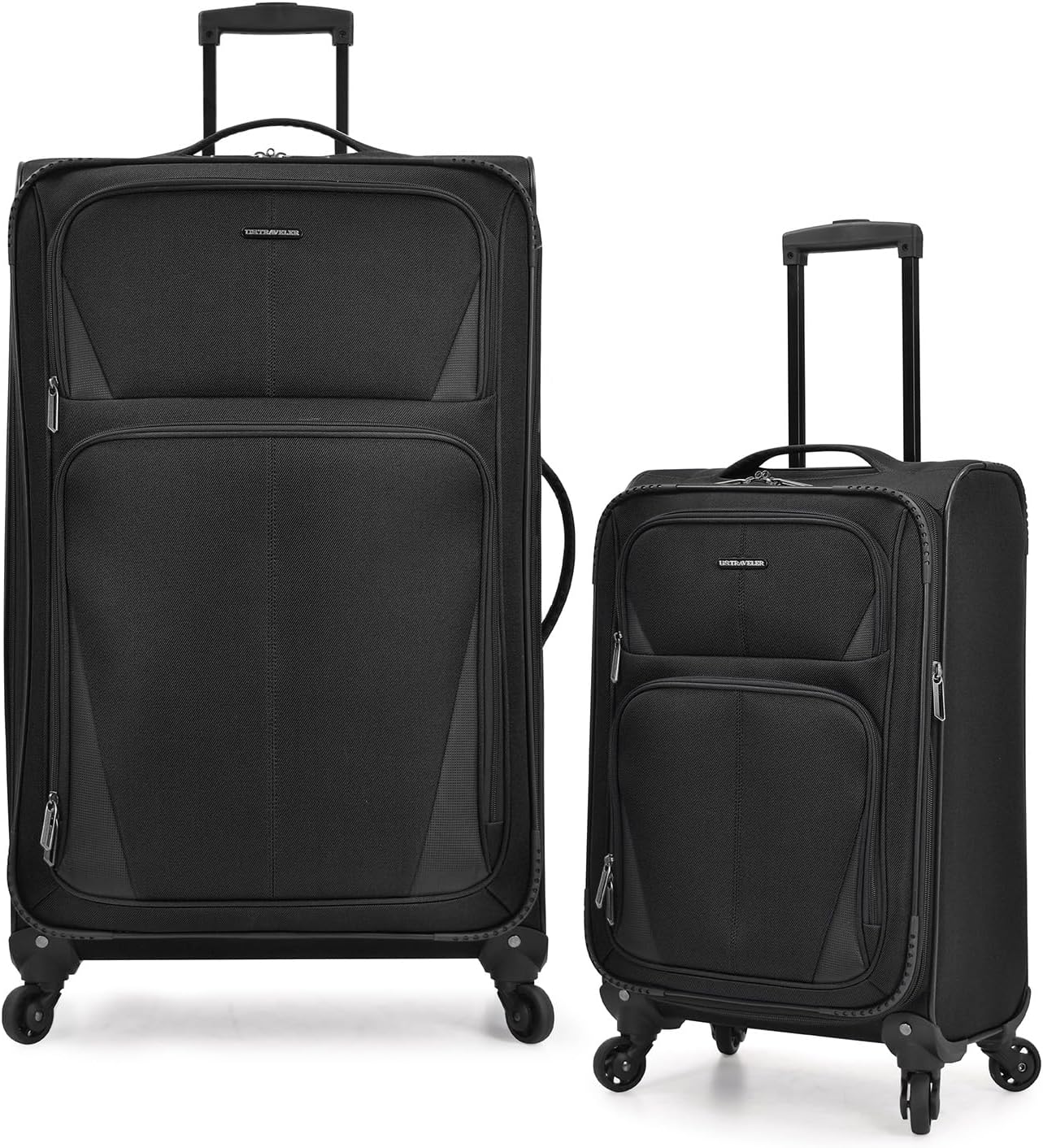 U.S. Traveler Aviron Bay Expandable Softside Luggage with Spinner Wheels, Black, 2-Piece Set