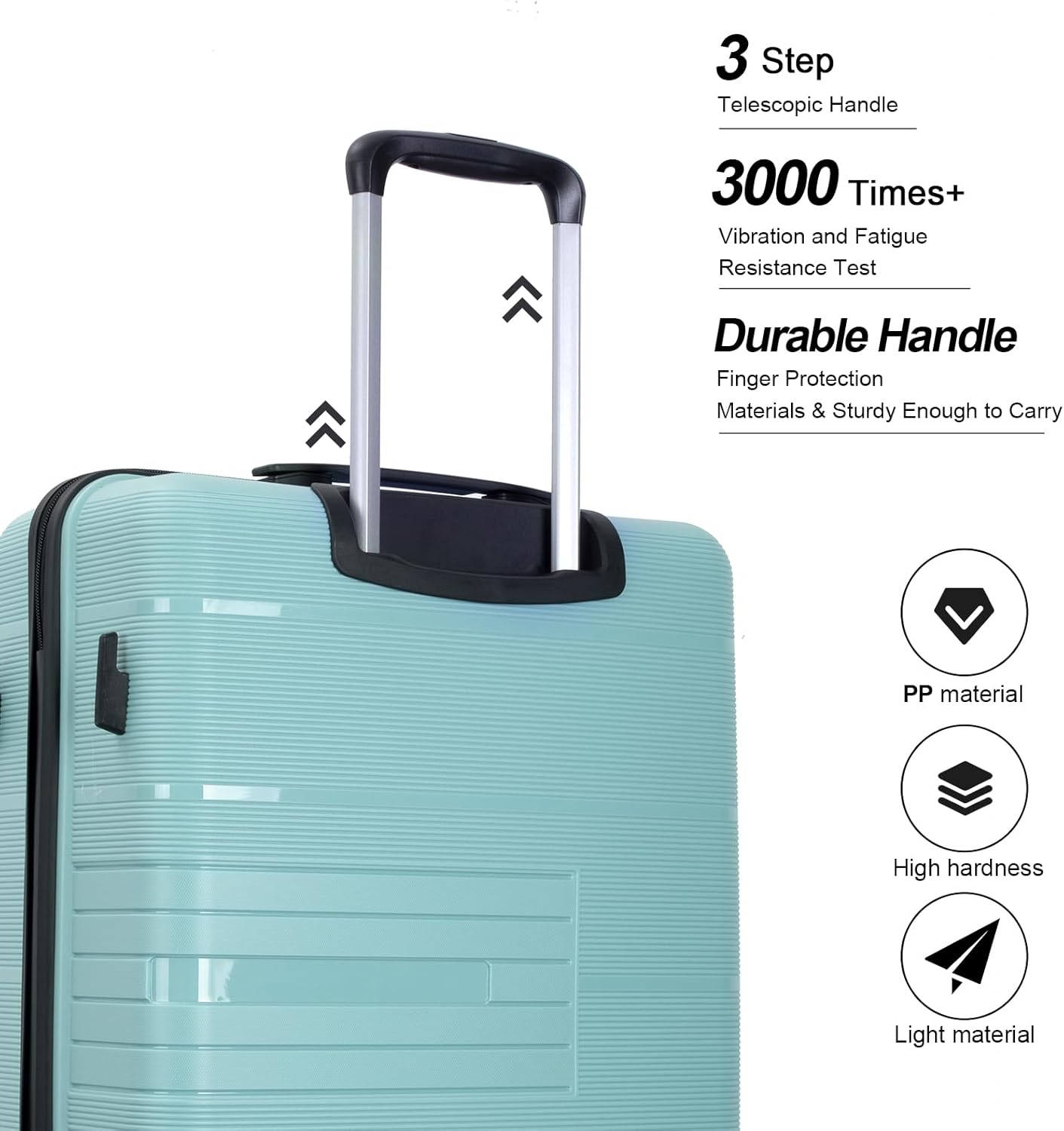 Luggage 3 Piece Sets Suitcase Set with Double Spinner Wheels, Lightweight Carry On Hardside Travel Luggage with TSA Lock, (20/24/28) (Light Green)