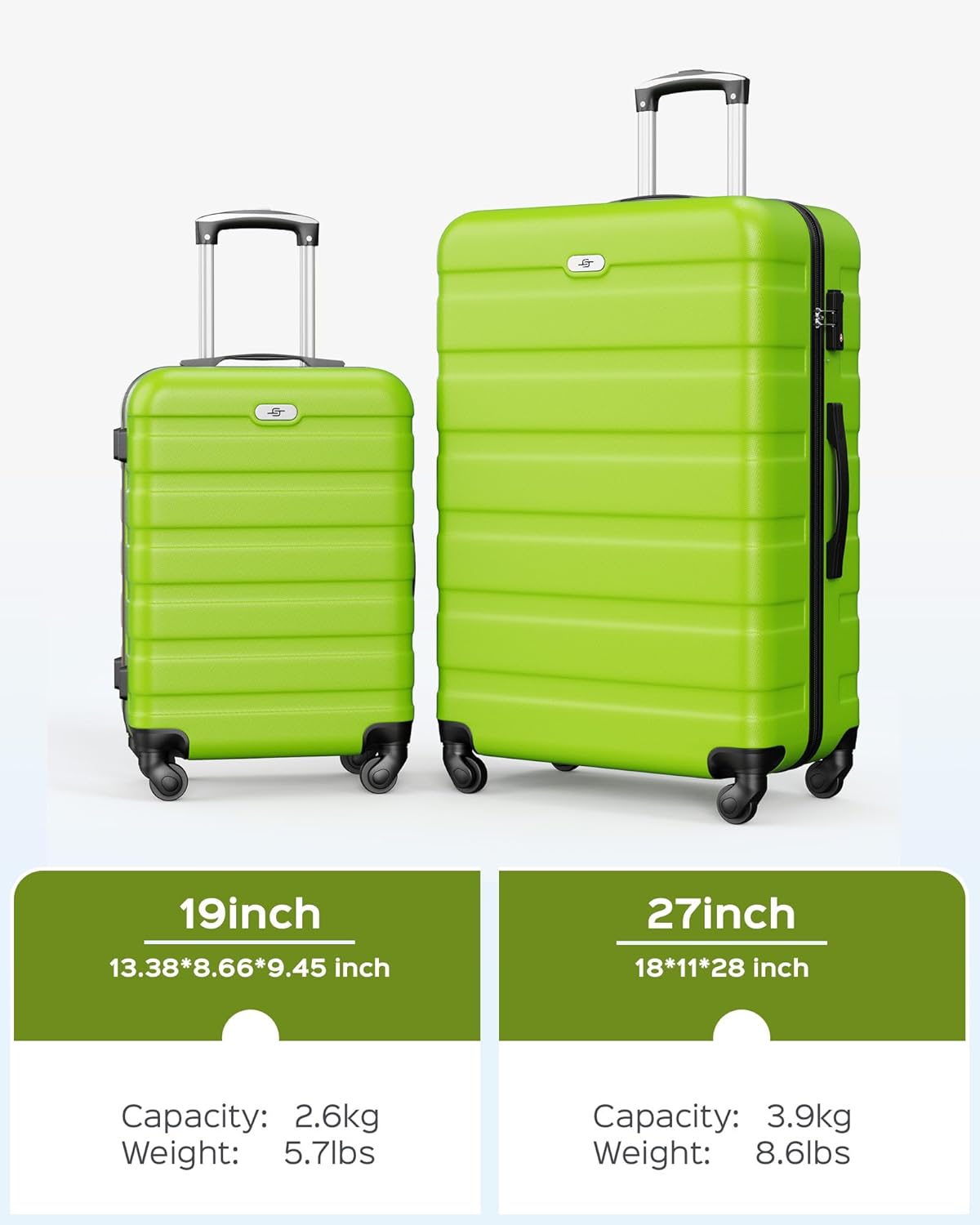 Suitour Luggage Sets 2 piece, Lightweight Luggage Set with Spinner Wheels, 19/27 inch Travel Suitcase Set