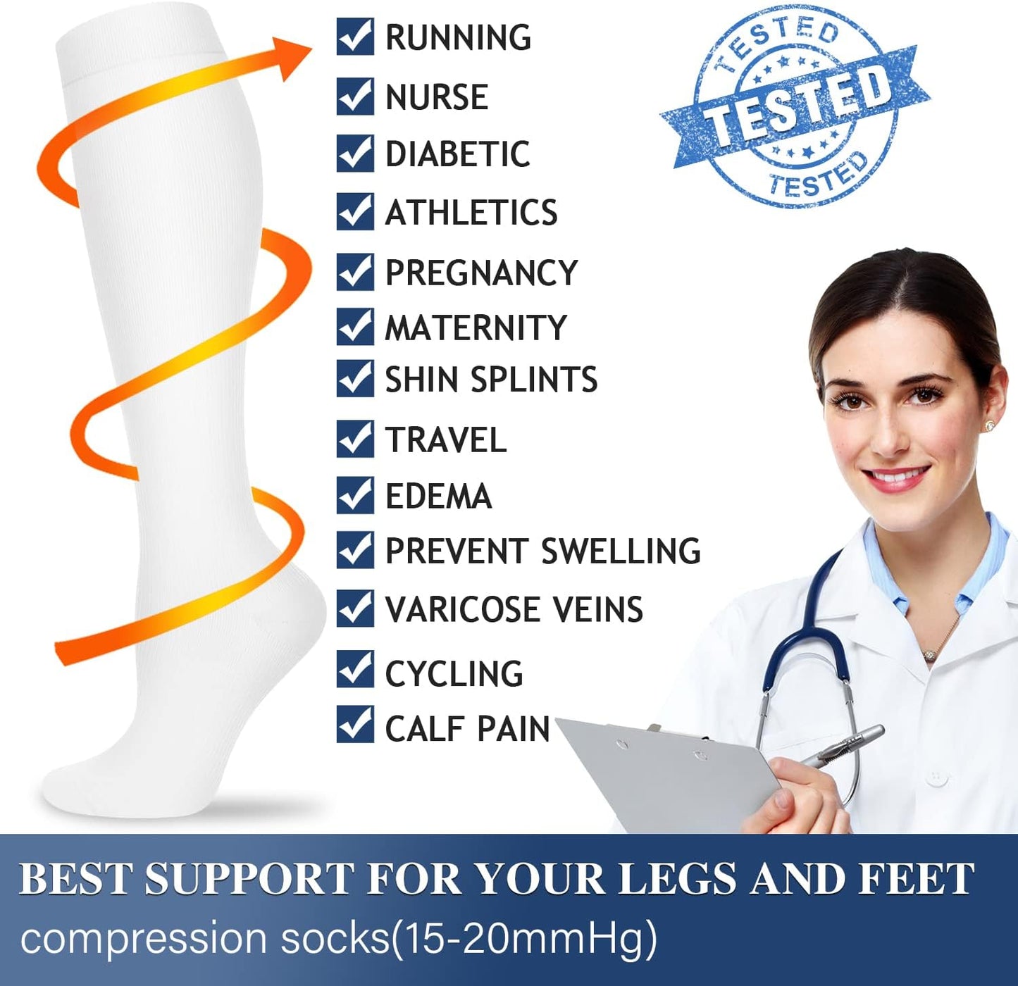 Compression Socks for Women and Men Circulation (3 Pairs) is Best Support for Running Athletic Cycling Hiking