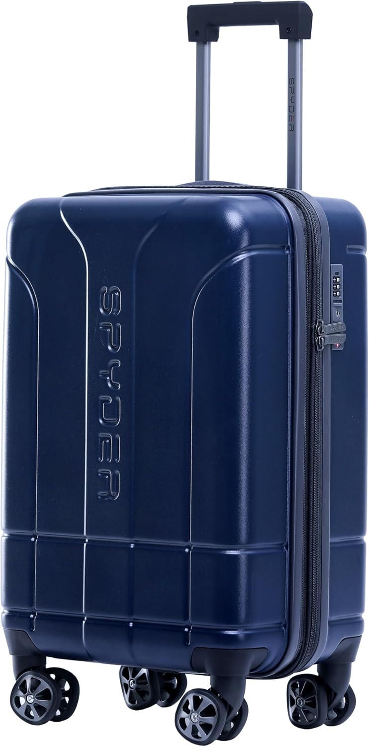Spyder Carve 20 Inch Carry On Expandable Hardside Upright Suitcase with 360° Spinner Wheels, TSA Approved Lock, Navy