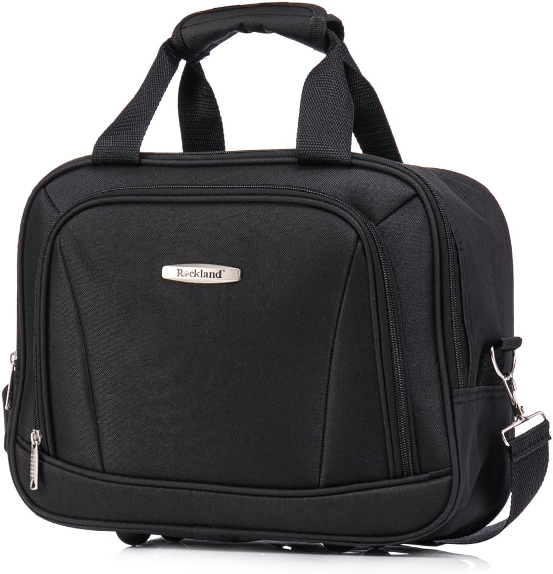 Rockland Melbourne Hardside Expandable Spinner Wheel Luggage Set, Black, Carry-On 20-Inch and Tote 14-Inch