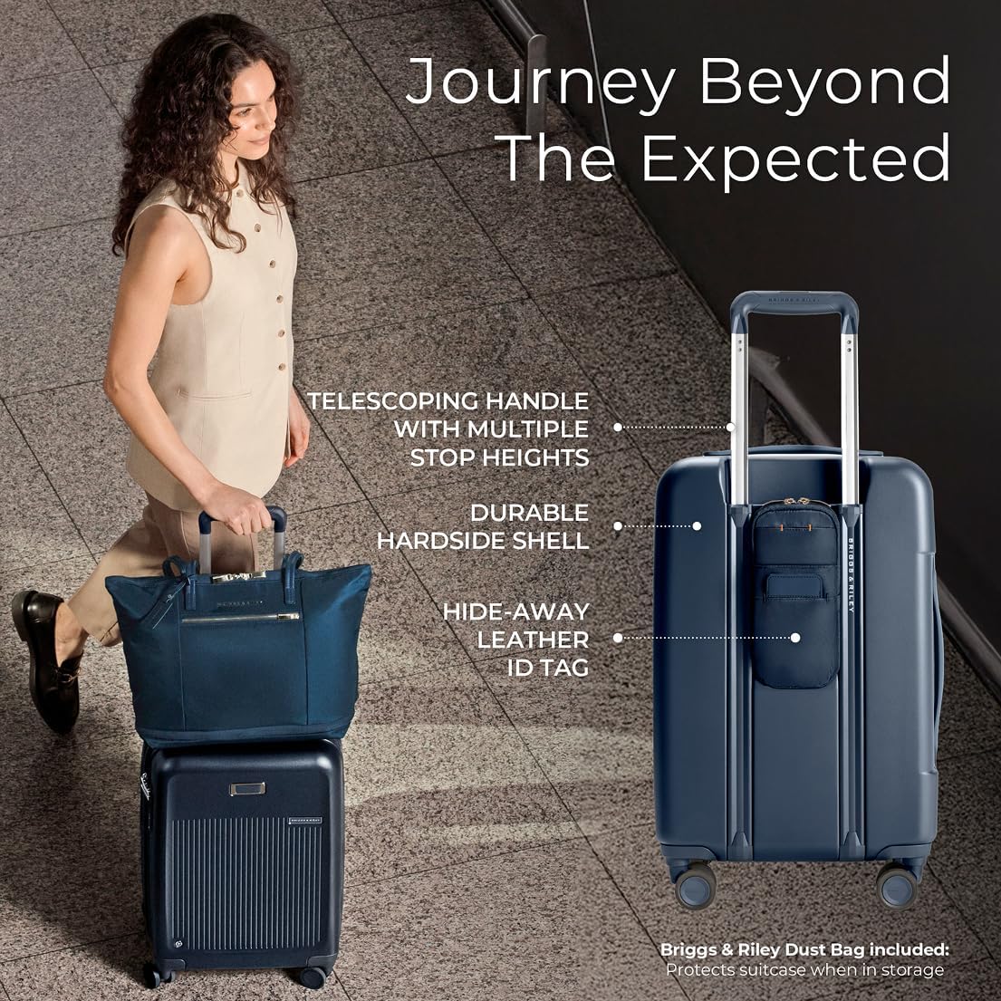 Briggs & Riley Essential 22" Carry On Expandable Spinner - Luggage for Travel, Suitcases with Wheels, Hardside Rolling Bag for Men & Women, Self-Repairing Zipper - Sympatico Collection, Navy