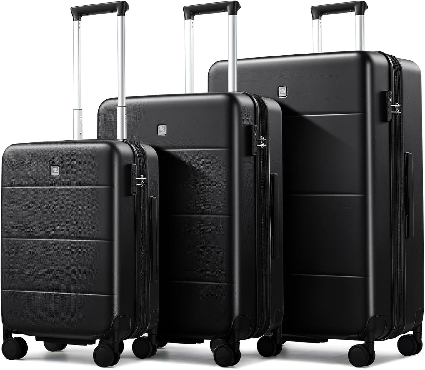 Hanke Expandable Luggage Sets 3 Piece with Spinner Wheels, 20/24/28" Hardside Carry On Luggage Large Suitcase, All-PC Hard Shell Luggage, TSA Lock, Lightweight Durable (Jet Black)