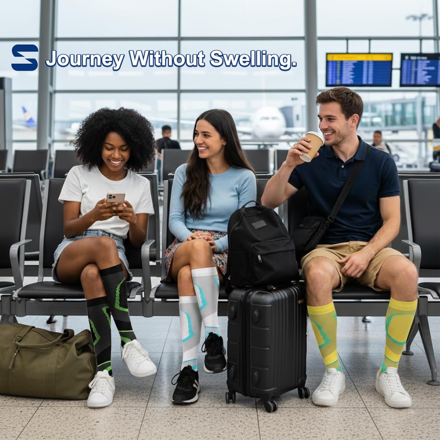 Compression Socks for Women and Men Circulation (3 Pairs) is Best Support for Running Athletic Cycling Hiking