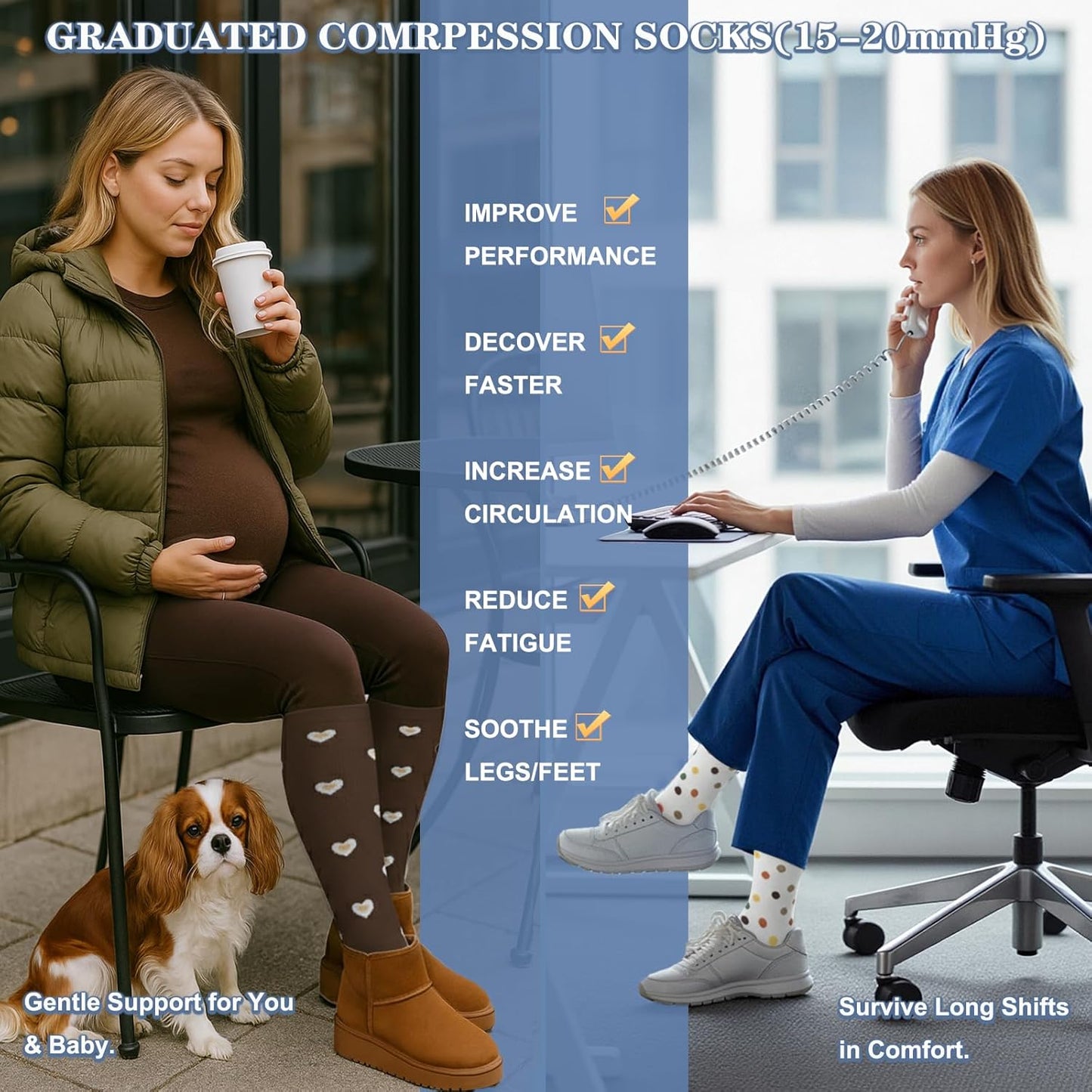 Compression Socks for Women and Men Circulation (3 Pairs) is Best Support for Running Athletic Cycling Hiking