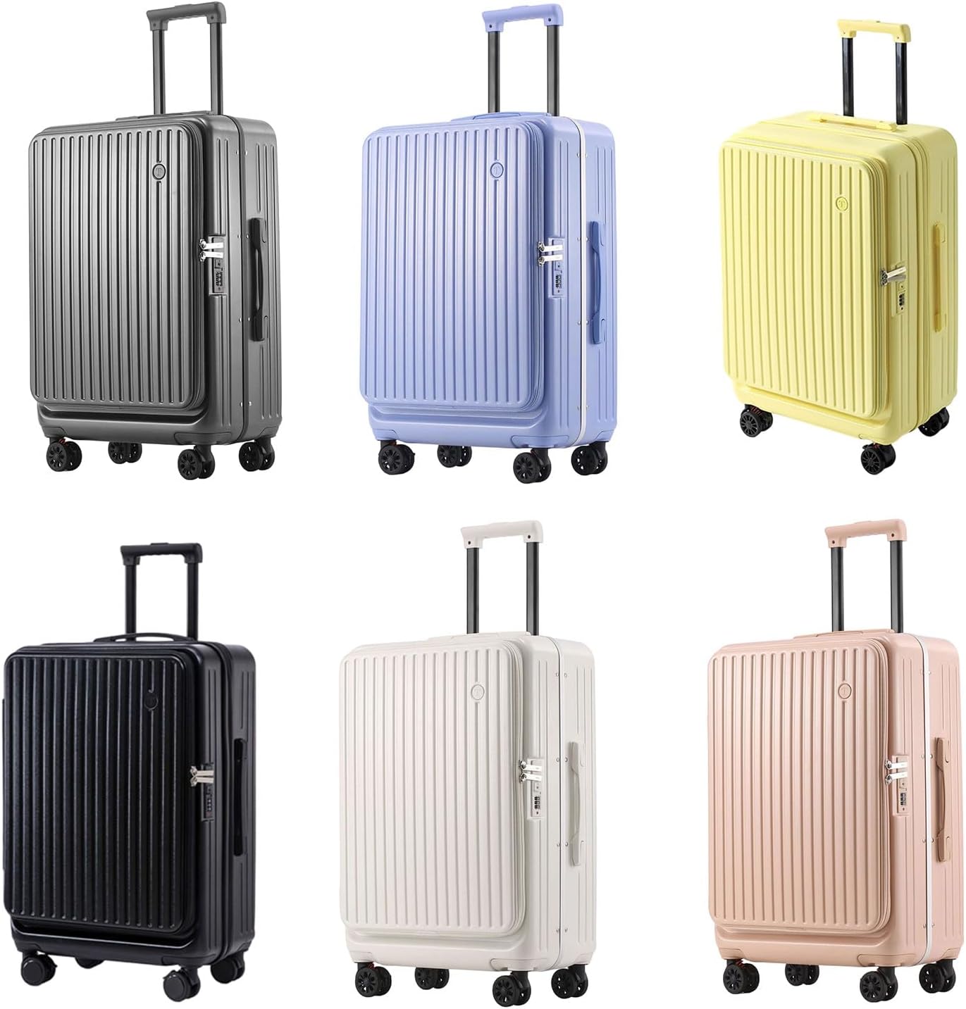 Expandable Carry On Luggage Top Opening Design Ergonomic Practical Hardshells Suitcase With 360 Degree Textured S