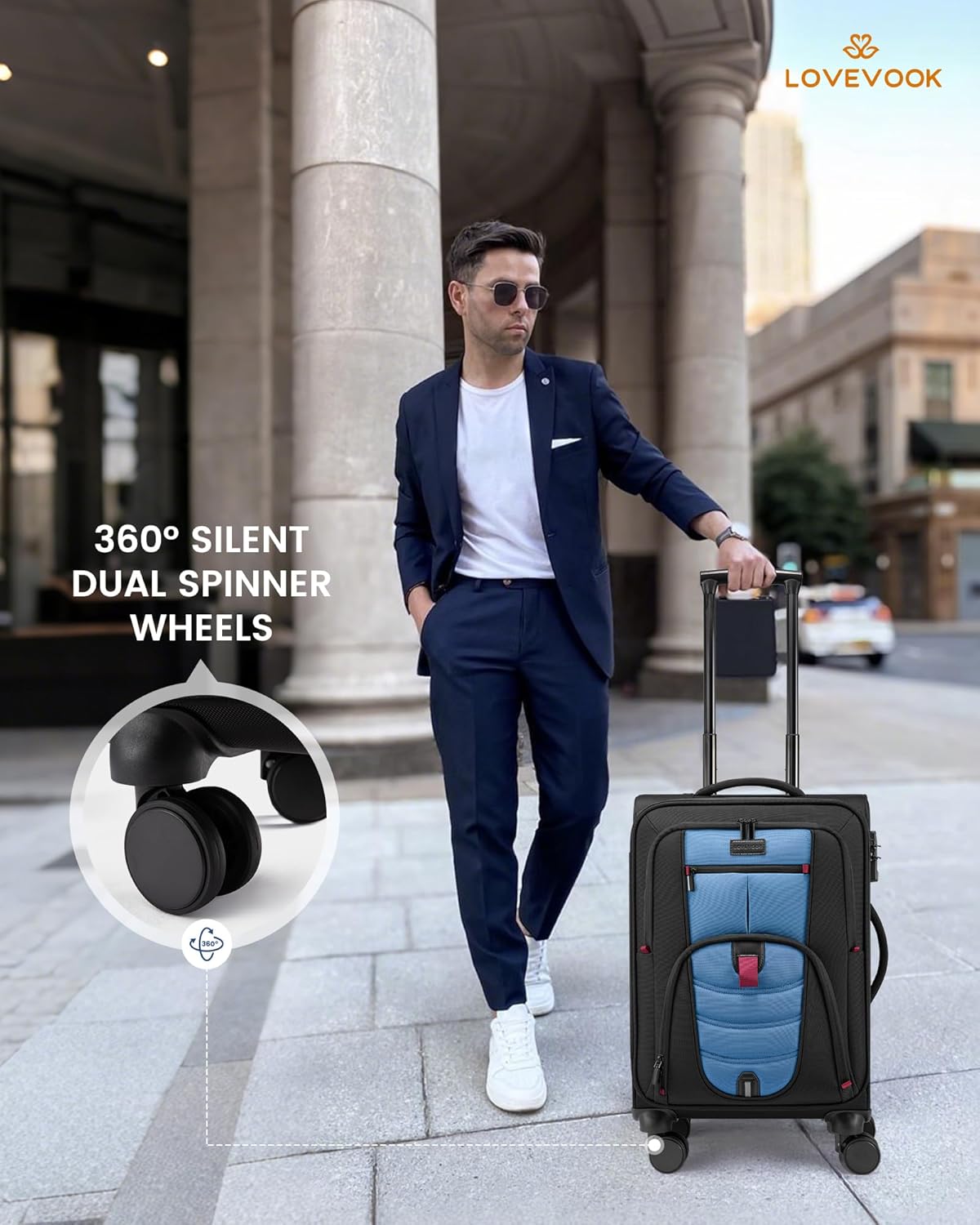 Carry On Luggage 22x14x9 Airline Approved, 22-Inch Suitcases with Spinner Wheels, Softside Carry-on Luggage with TSA Lock for Men Women Business Trip, Lightweight Large Capacity Luggage for Travel