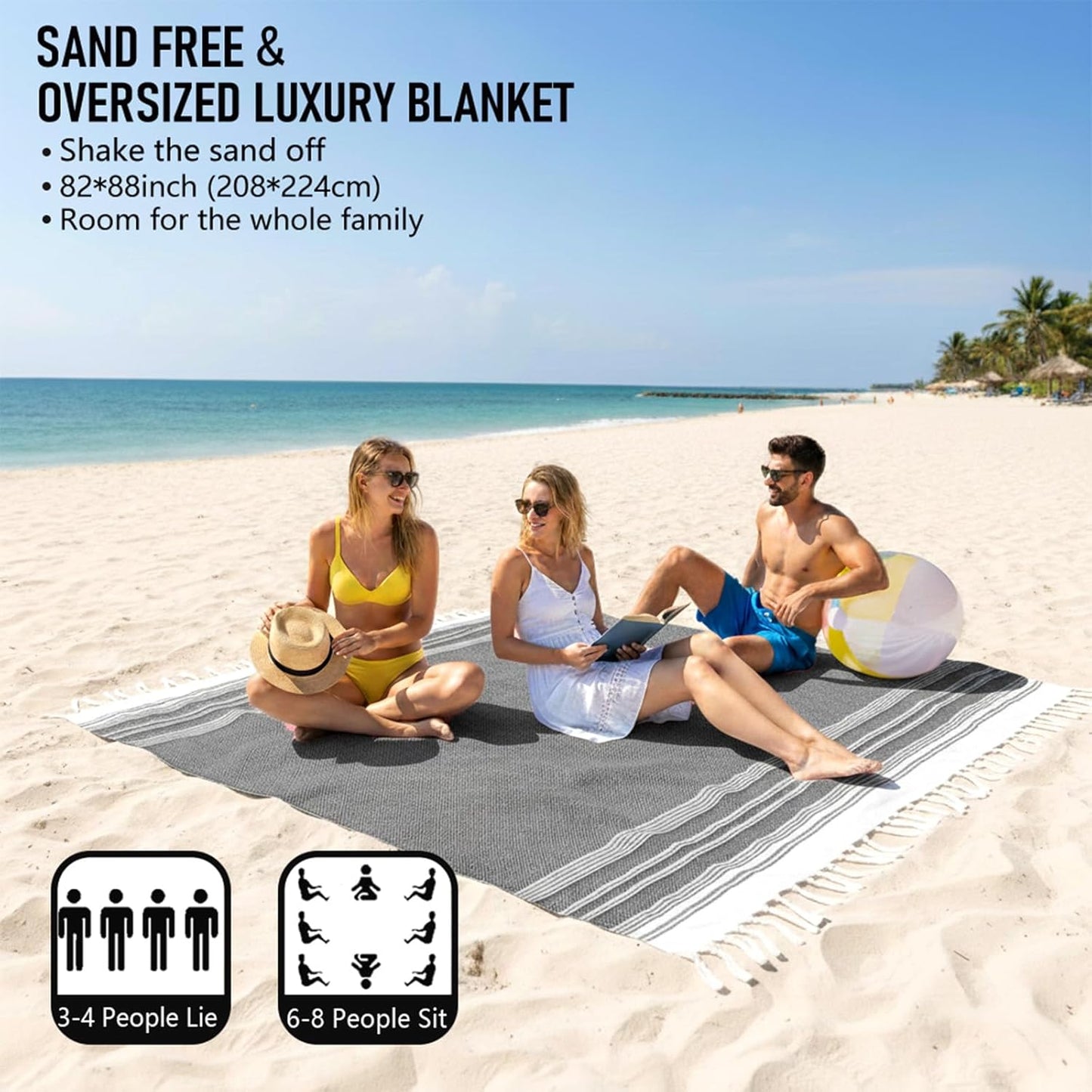 Oversized Turkish Beach Towel Blanket Cotton Giant XL Sandproof Towels Huge Linen XXL Extra Large Big Throw Quilt Blankets for Adults Cloud Travel Camping Glamping Accessories Essentials