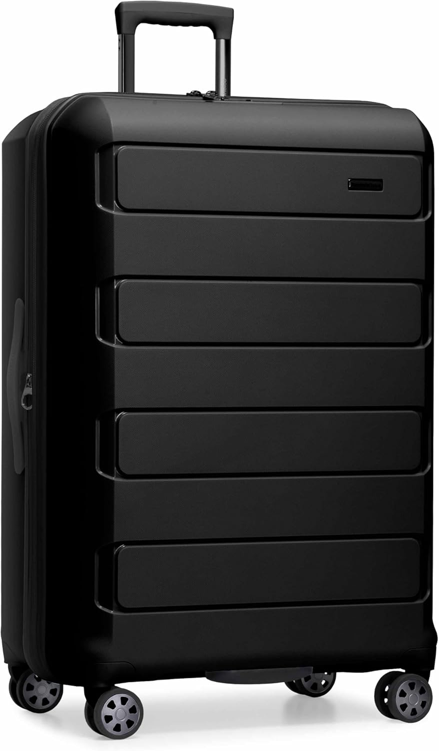 Traveler's Choice Pagosa Indestructible Hardshell Expandable Spinner Luggage, Black, 30-Inch Large