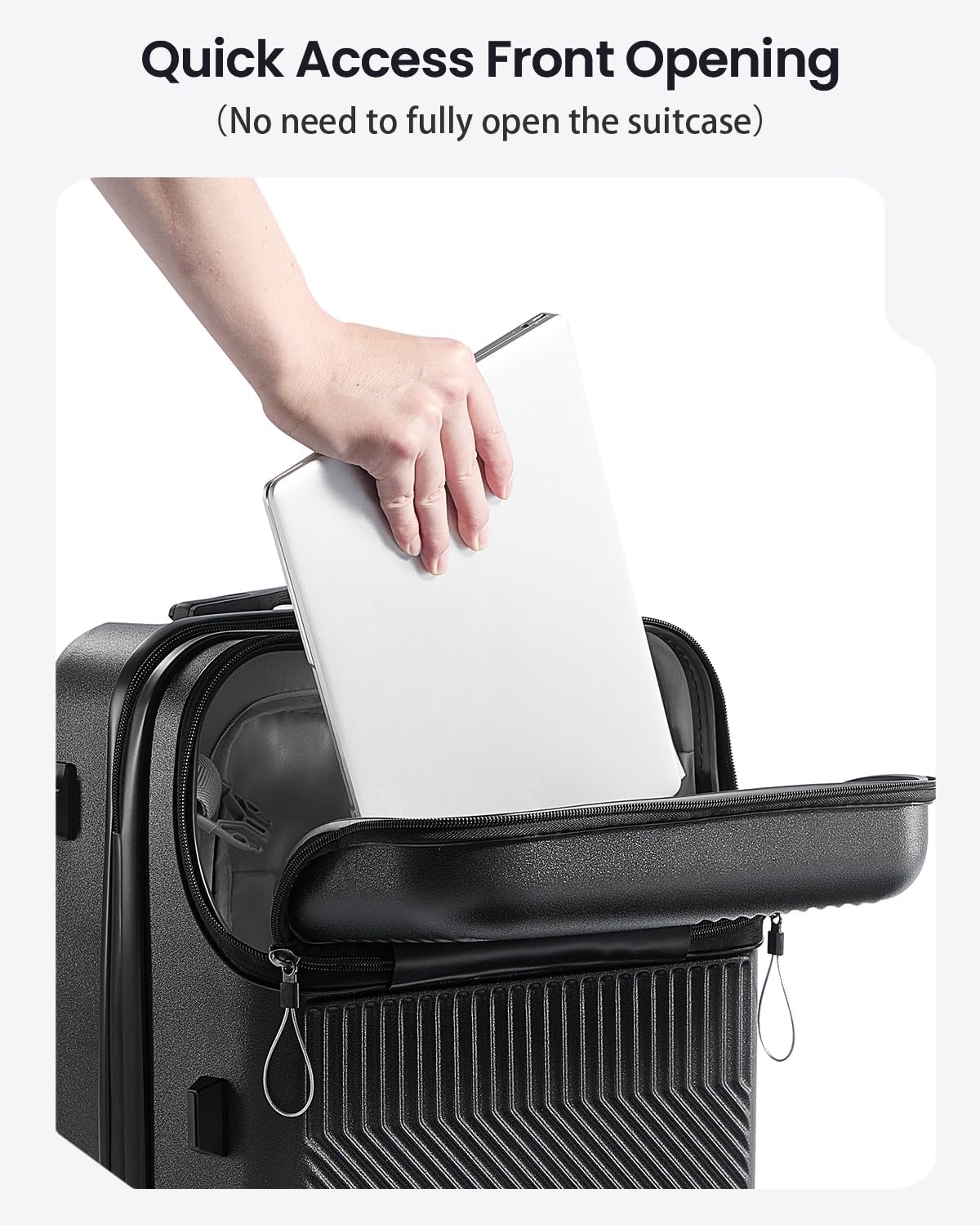 UrbanExplorer 20 Inch Carry-On Luggage with Front Opening, Cup Holder & USB Port, Lightweight ABS+PC Hardshell Spinner Suitcase, Airline Approved, 360° Wheels, Sliver