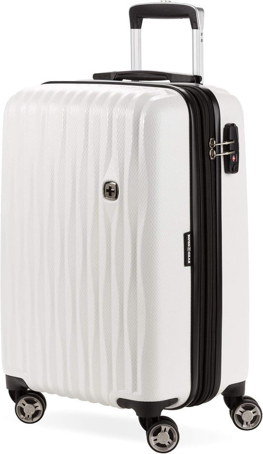 SwissGear 7272 Energie Expandable Hardside Luggage with Spinner Wheels and TSA Lock, White, Carry-On 19-Inch