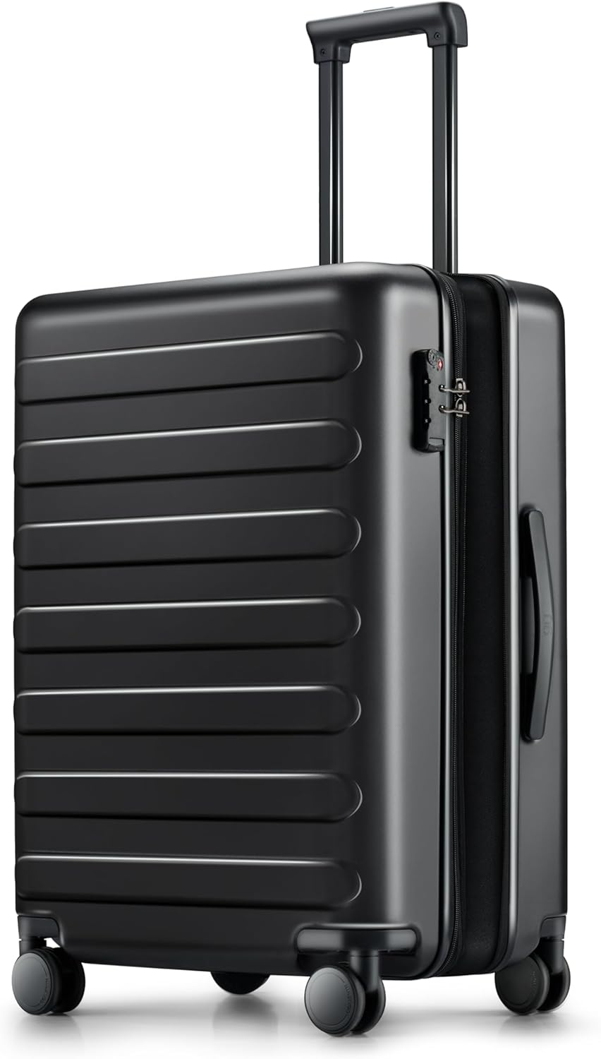 NINETYGO Luggage Sets 2 Piece, Carry On Luggage Airline Approved, Large Checked Luggage with Smooth Spinner Wheels, Expandable, Hard Shell PC Suitcase Sets, TSA Approved, 20in/28in (Black, Rhine Max)