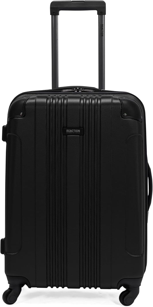 Kenneth Cole REACTION Out of Bounds Lightweight Hardshell 4-Wheel Spinner Luggage, Midnight Black, 24-Inch Checked