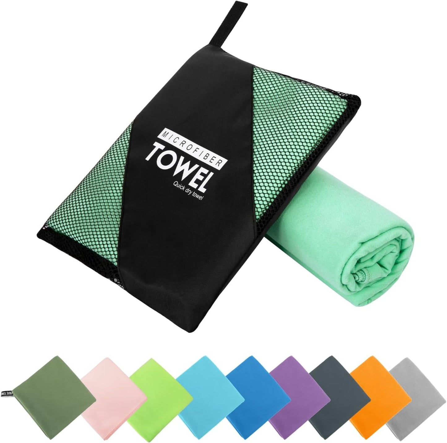 Microfiber Travel Towel, Soft Lightweight Quick Dry Towel, Super Absorbent Compact Travel & Sports & Beach Towels for Camping, Backpack, Gym, Swimming, Yoga, Hiking (M:20"×40" -MintColor)