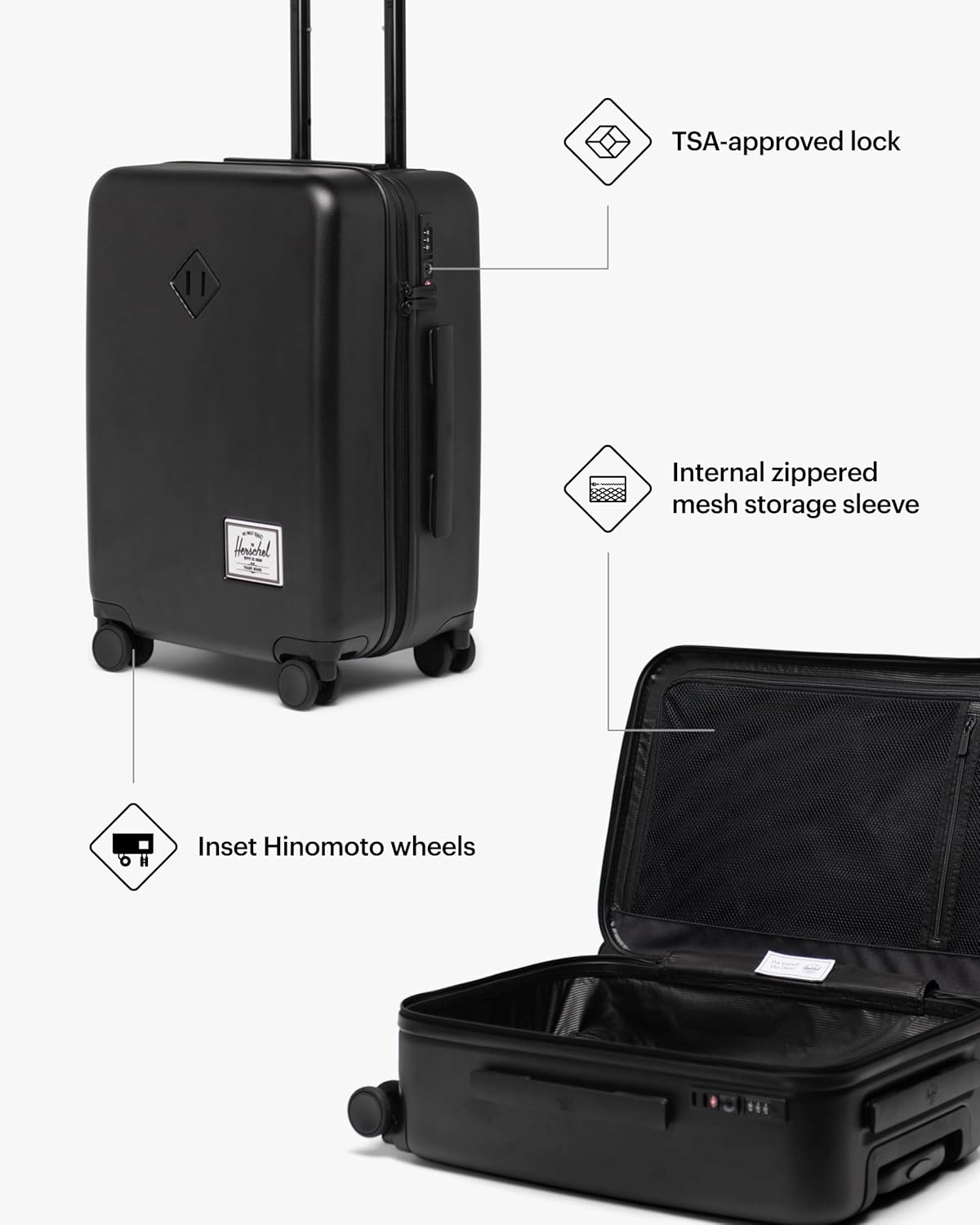 Herschel Supply Co. Heritage Hardshell Luggage, Gargoyle (Limited Edition), Carry-On 21-Inch