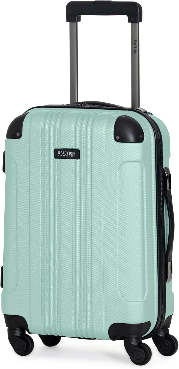 Kenneth Cole REACTION Out of Bounds Lightweight Hardshell 4-Wheel Spinner Luggage, Mint Blue, 20-Inch Carry On