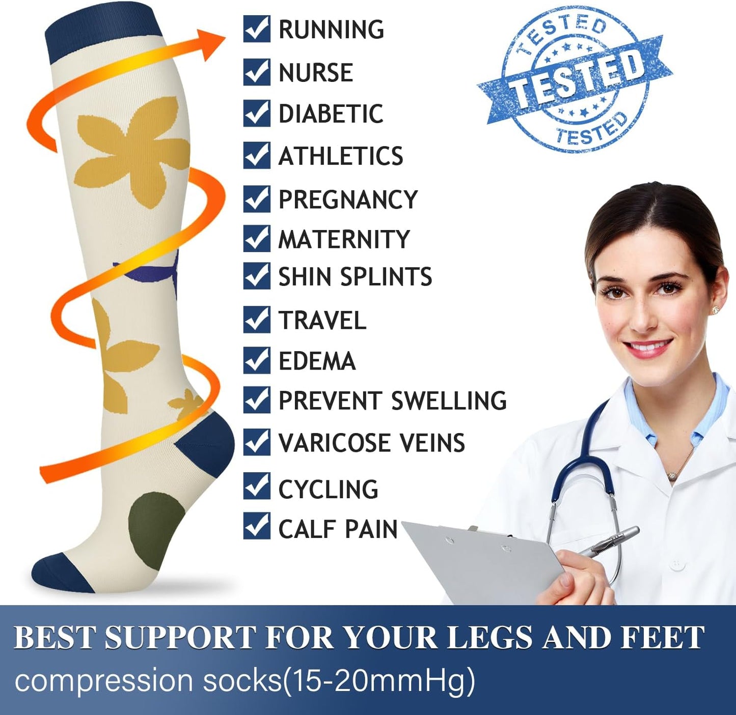 Compression Socks for Women and Men Circulation (3 Pairs) is Best Support for Running Athletic Cycling Hiking